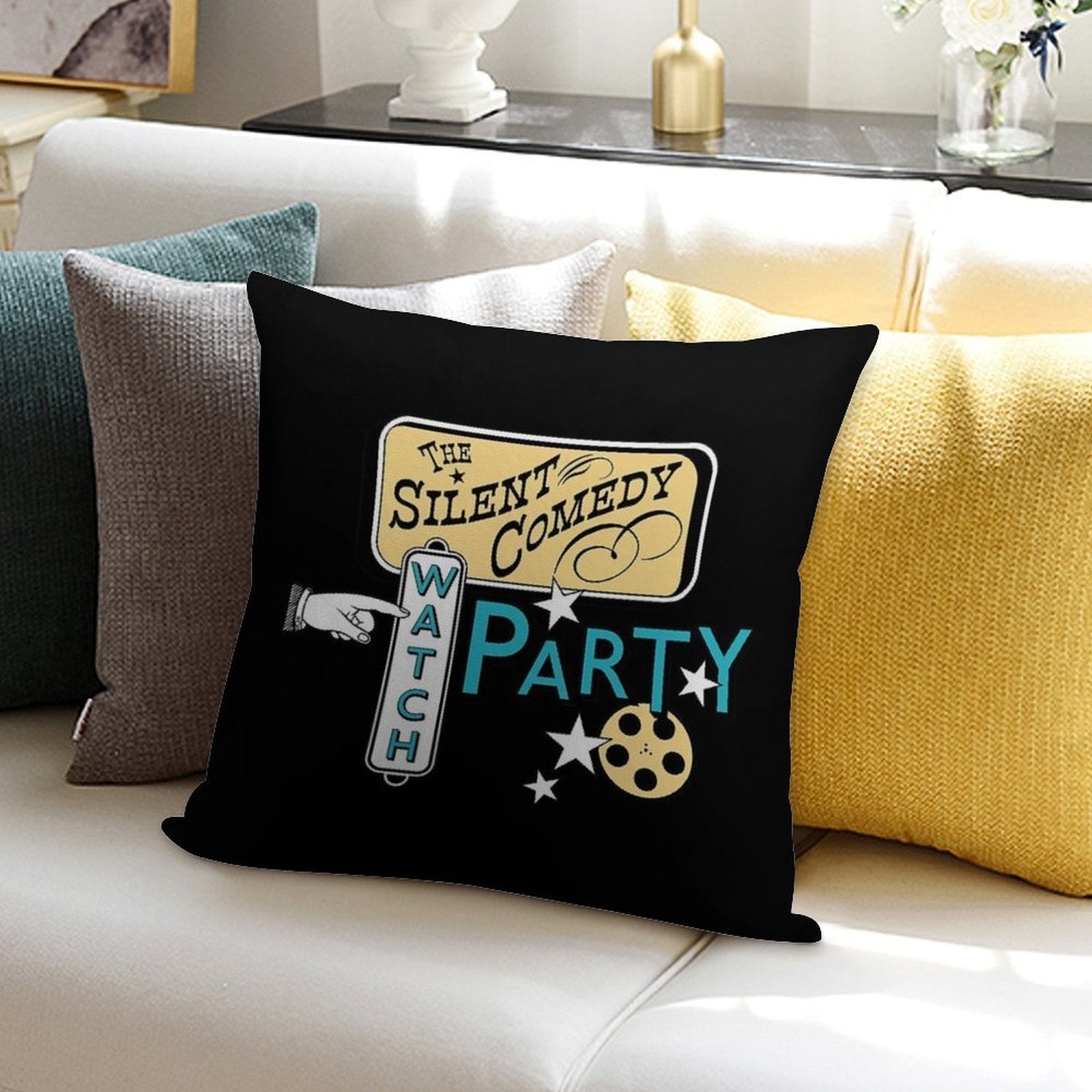 Silent Comedy Watch Party Soft Gift Ready Throw Pillow