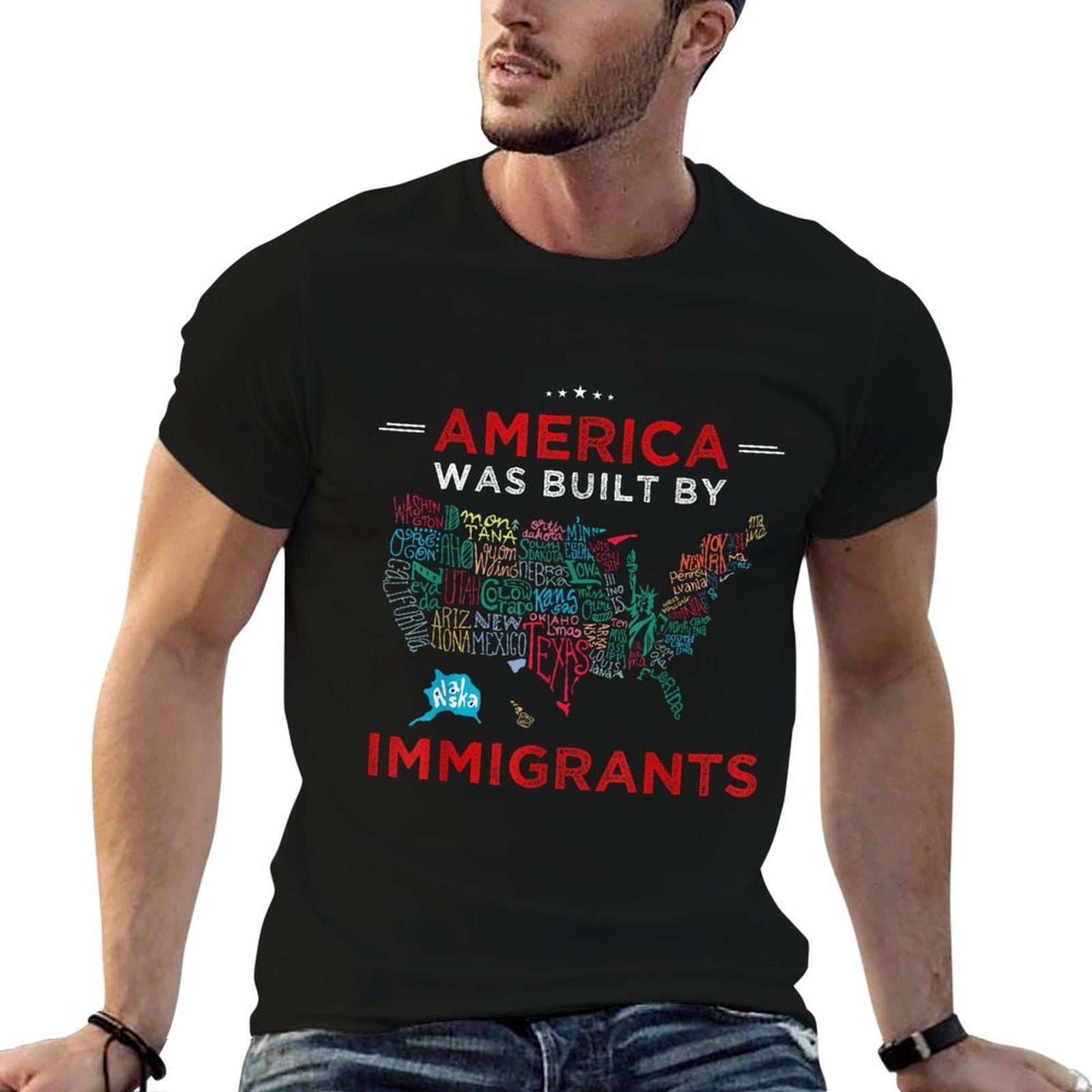 America Was Built by Immigrants Diversity Immigration Rights  Odor-resistant T-Shirt