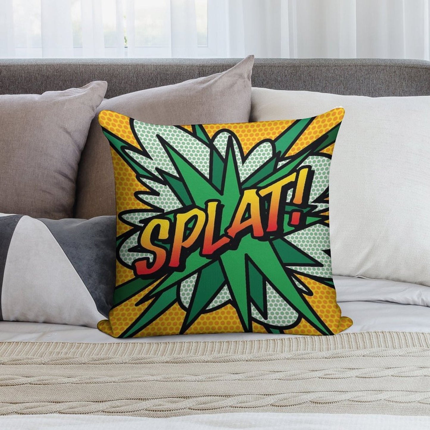SPLAT Comic Book Pop Art Modern Retro Fun Soft Home Decor Throw Pillow