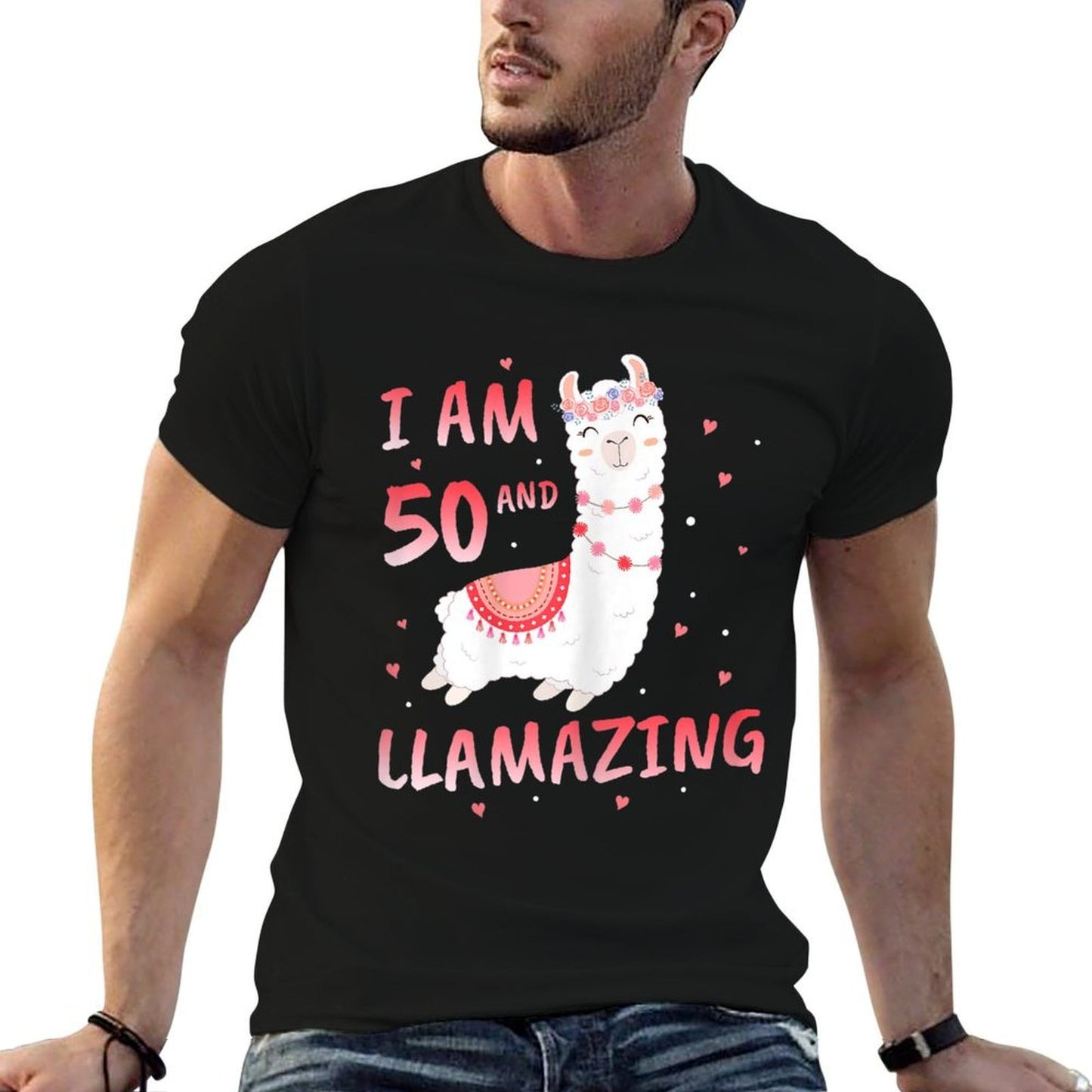 Womens I Am 50 Years Old And Llamazing Llama 50th Birthday Lightweight T-Shirt