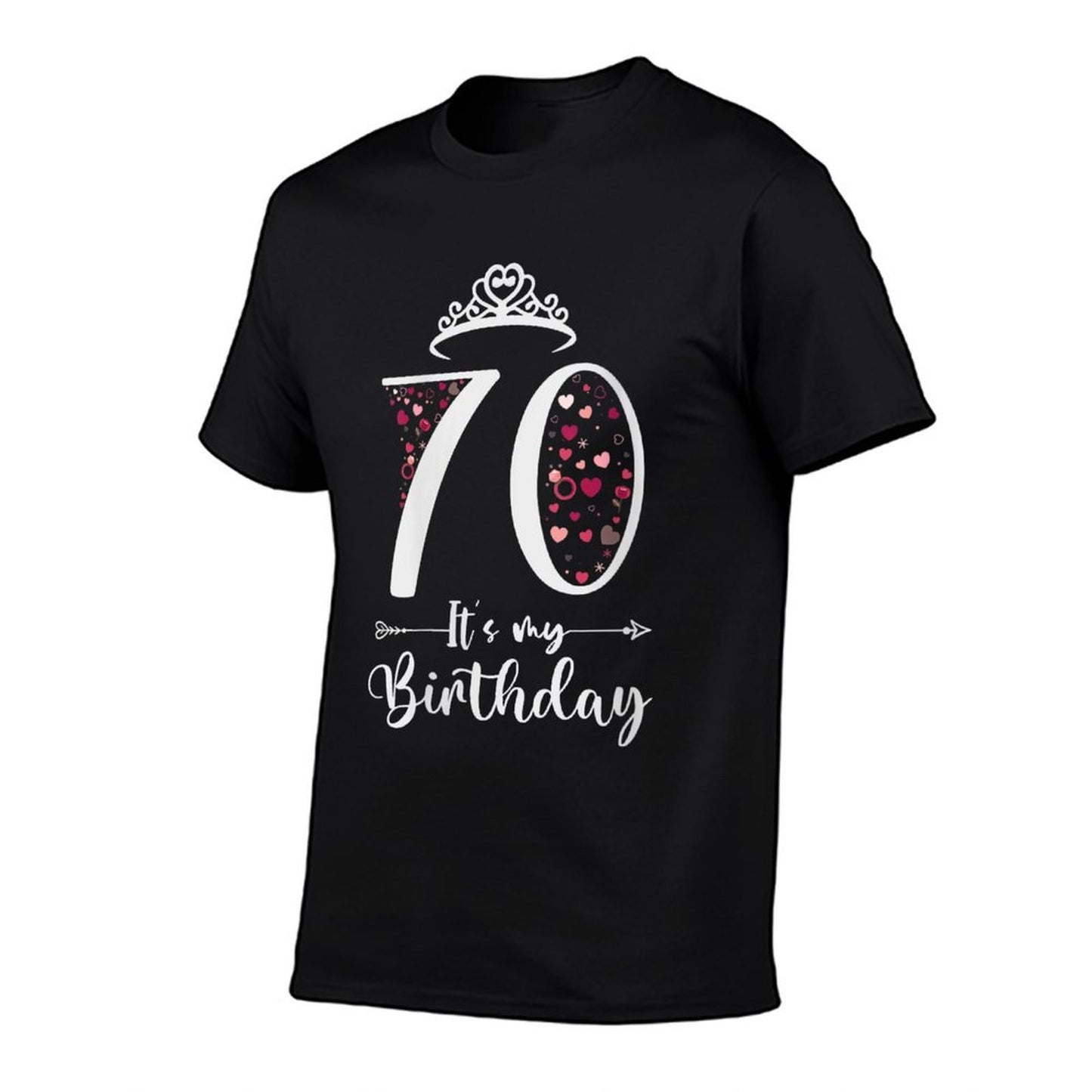 Womens 70 It's My Birthday Hearts Crown 70th Birthday Gifts For Her Summer-ready Fabric T-Shirt
