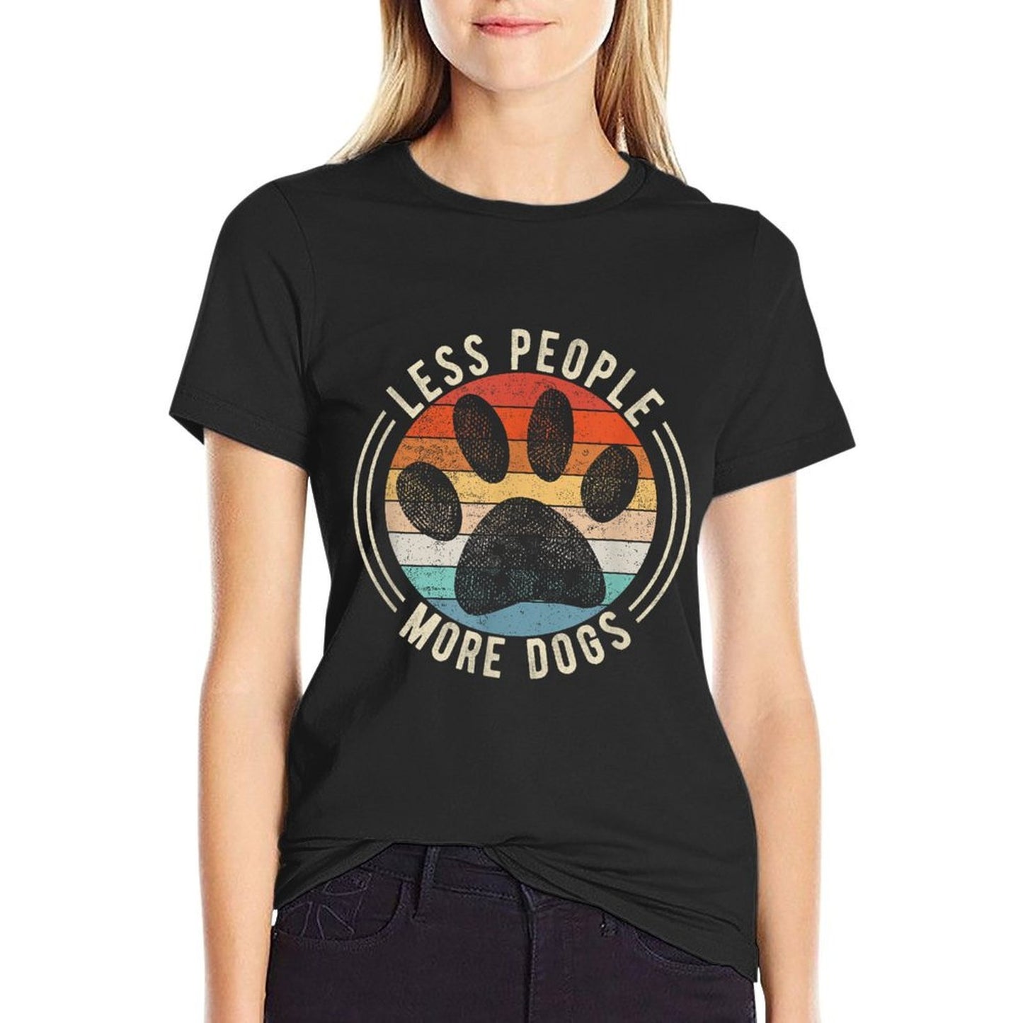 Vintage Retro Funny Sayings Dog Lover Less People More Dogs Easy-care T-Shirt