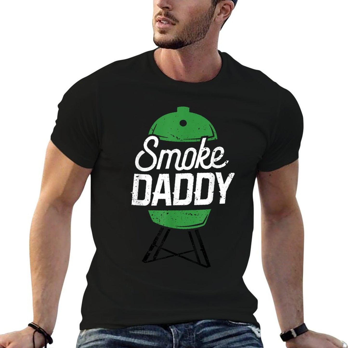 Smoke Daddy Green Egg Pitmaster Dad Tshirt BBQ Grill  Relaxed-fit T-Shirt