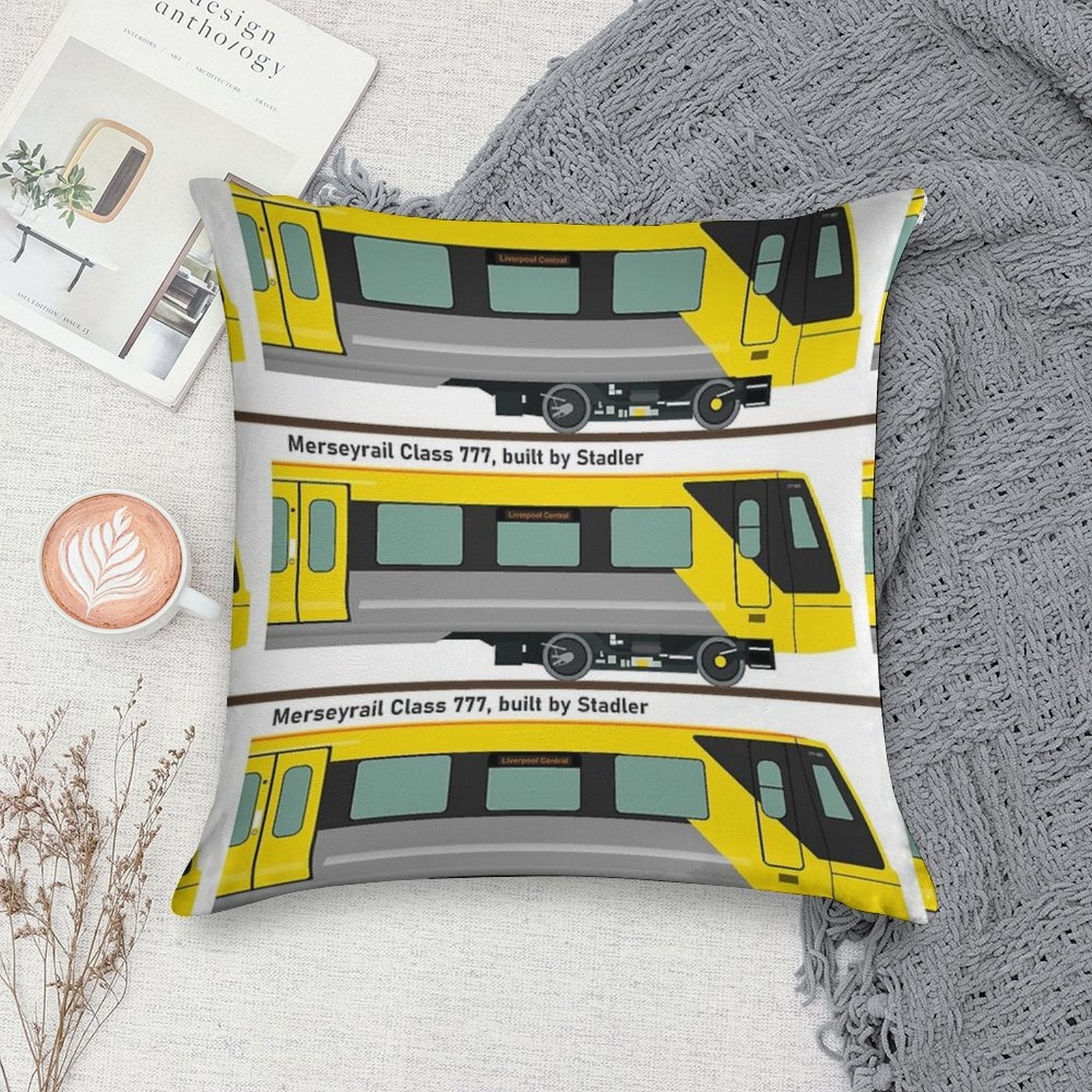 Merseyrail Class 777 Profile Soft Shrink-Resistant Throw Pillow