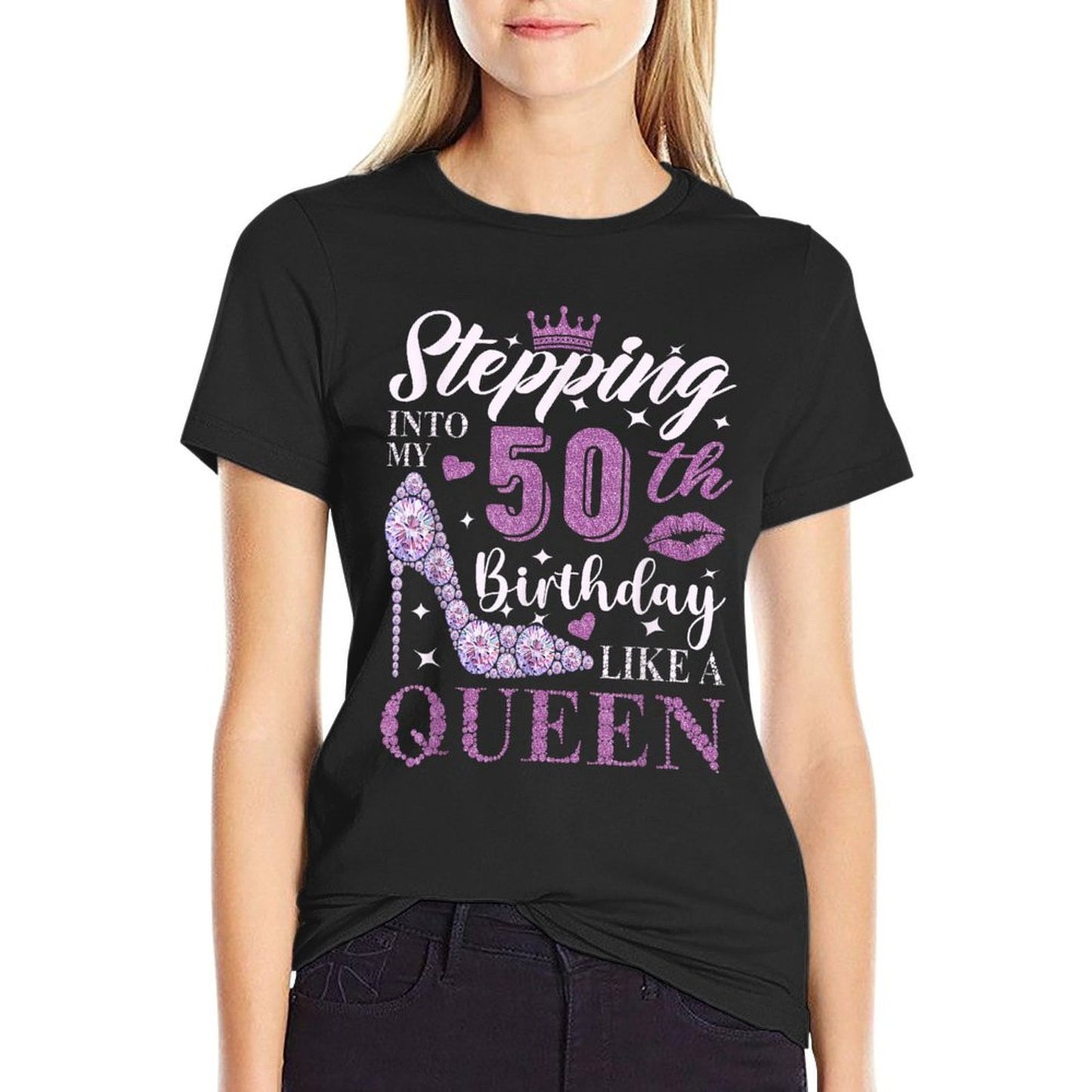 Stepping Into My 50th Birthday Like A Queen 50th B-Day Party Durable T-Shirt