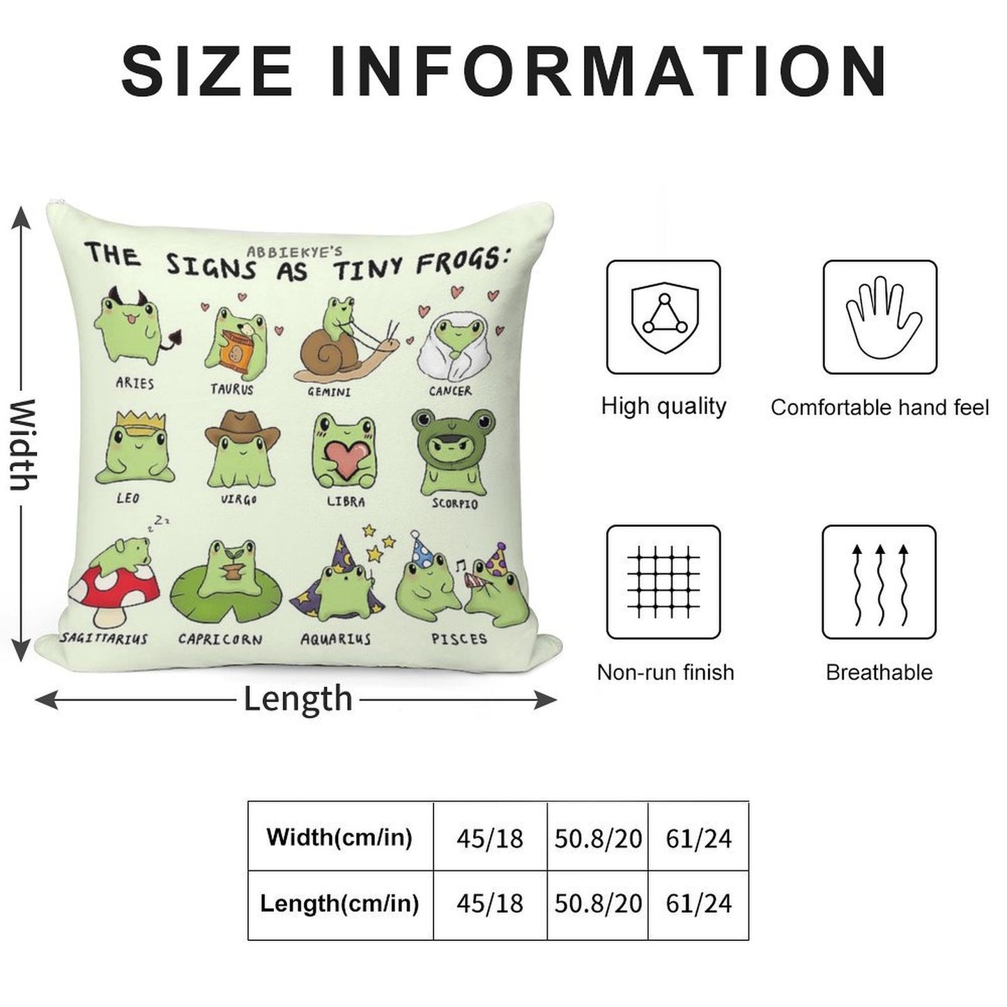The Signs As Tiny Frogs Soft Shrink-Resistant Throw Pillow