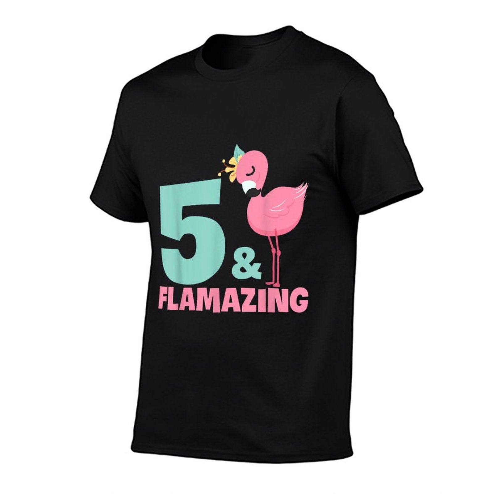 Flamingo Girl Birthday Party Theme 5 Years Old & Flamazing  Stretchy T-Shirt