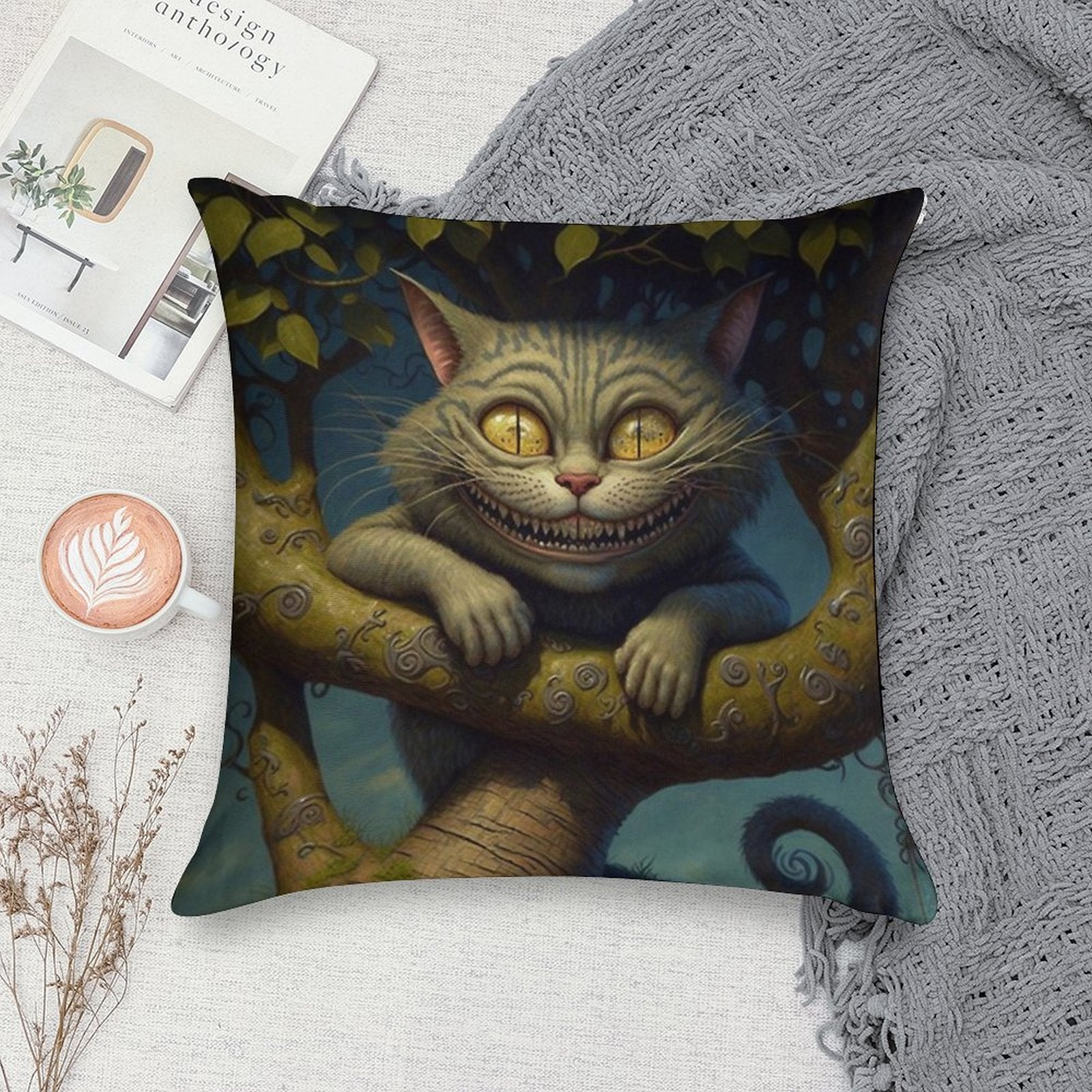 The Cheshire Cat - Alice in Wonderland Collection Soft Skin-Friendly Throw Pillow
