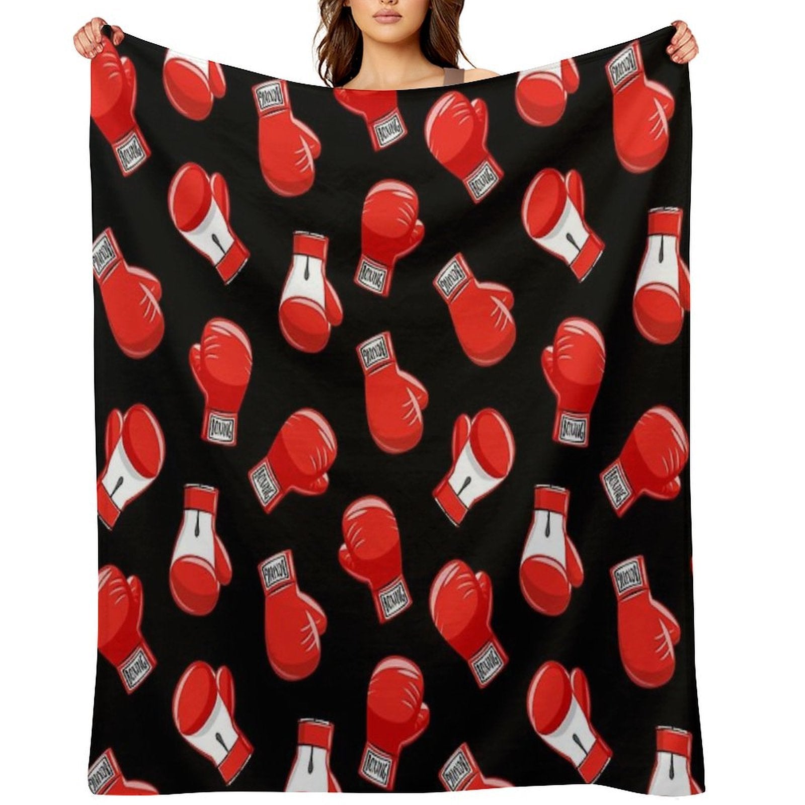 Red Boxing Gloves Anti-pilling Throw Blanket