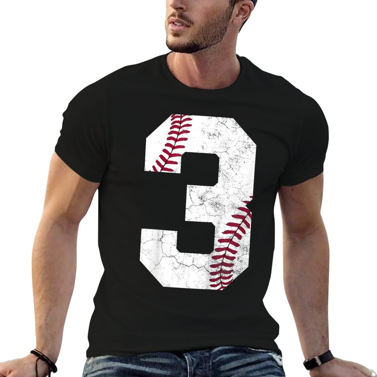2022 3rd Birthday Baseball Boys Kids Three 3 Years Gift Trendy Pattern T-Shirt