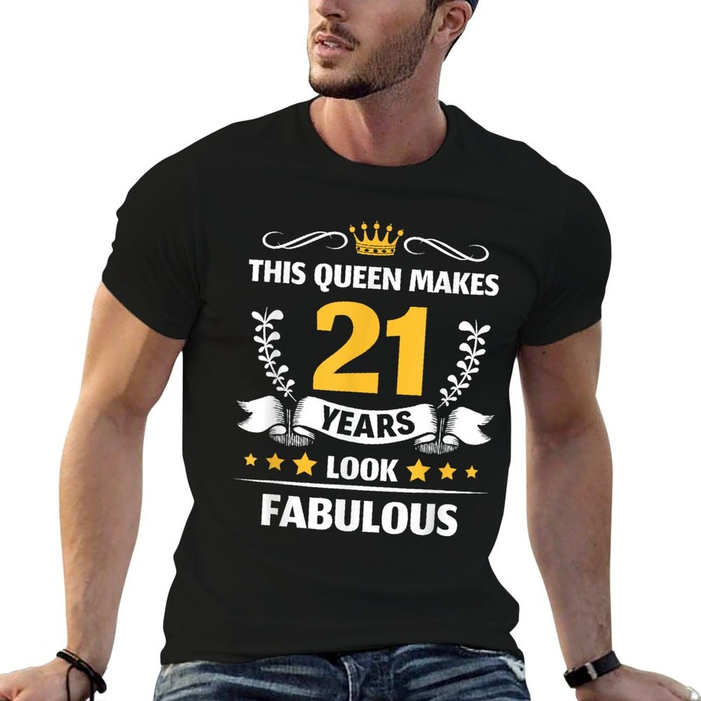 This Queen Makes 21 Look Fabulous Woman 21st Birthday  Easy-care T-Shirt