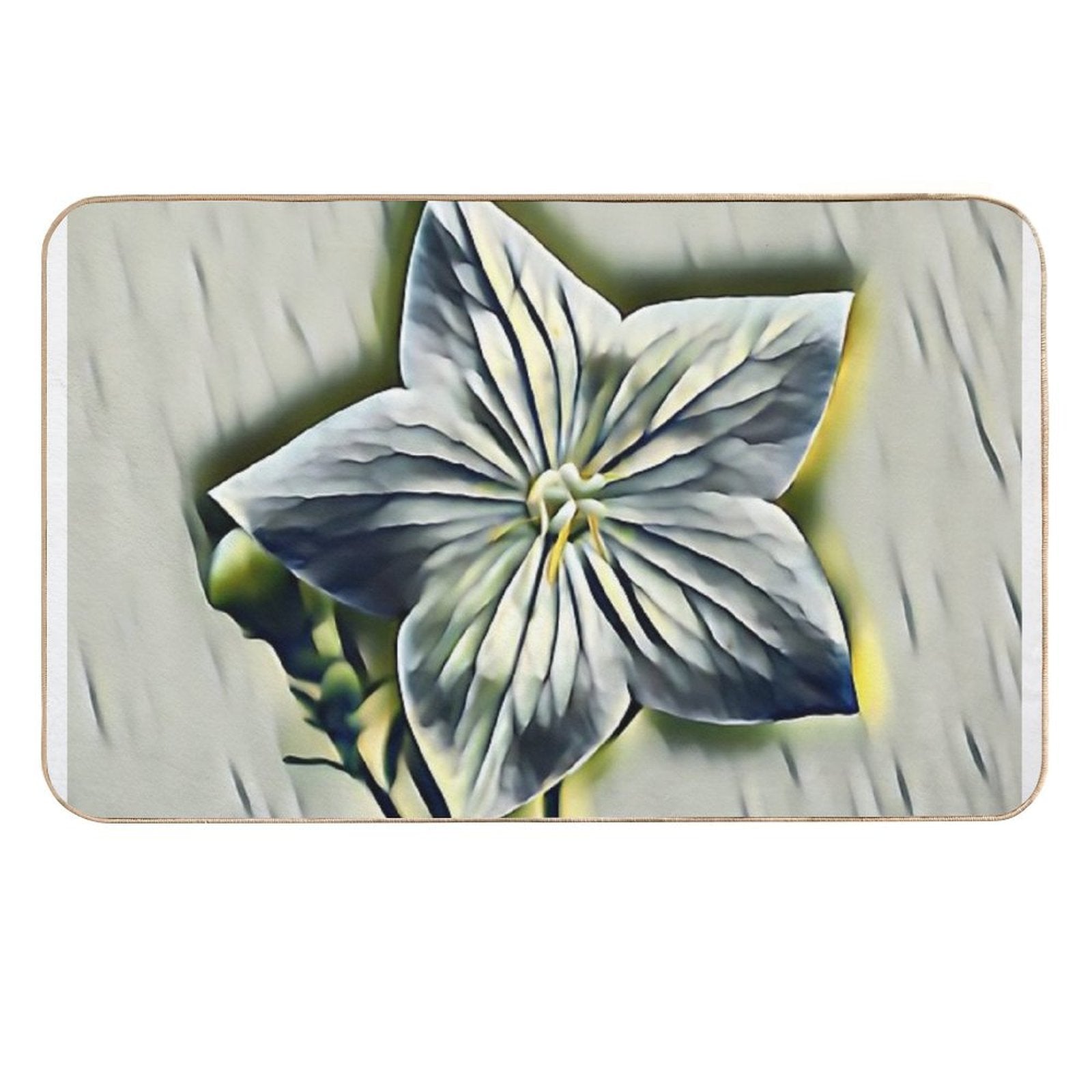 7 Elegant White Flower Designs with Yellow Heart  Minimal Floral Art Print  Toxin-Free Bath Mat