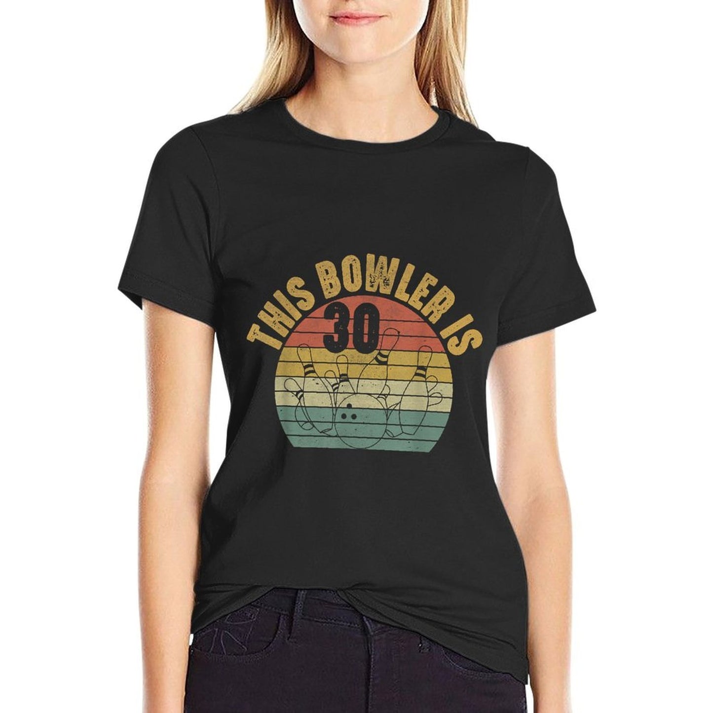 30 Year Old Bowler Bday Party 30th Birthday Bowling Trendy Pattern T-Shirt