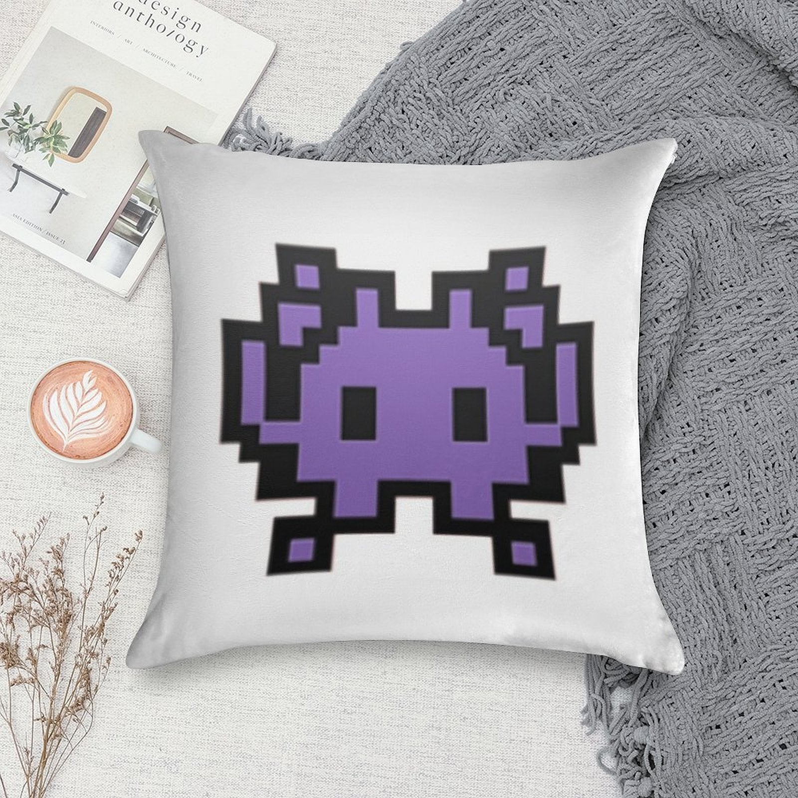 Alien Monster Emoji Soft Durable Construction Throw Pillow
