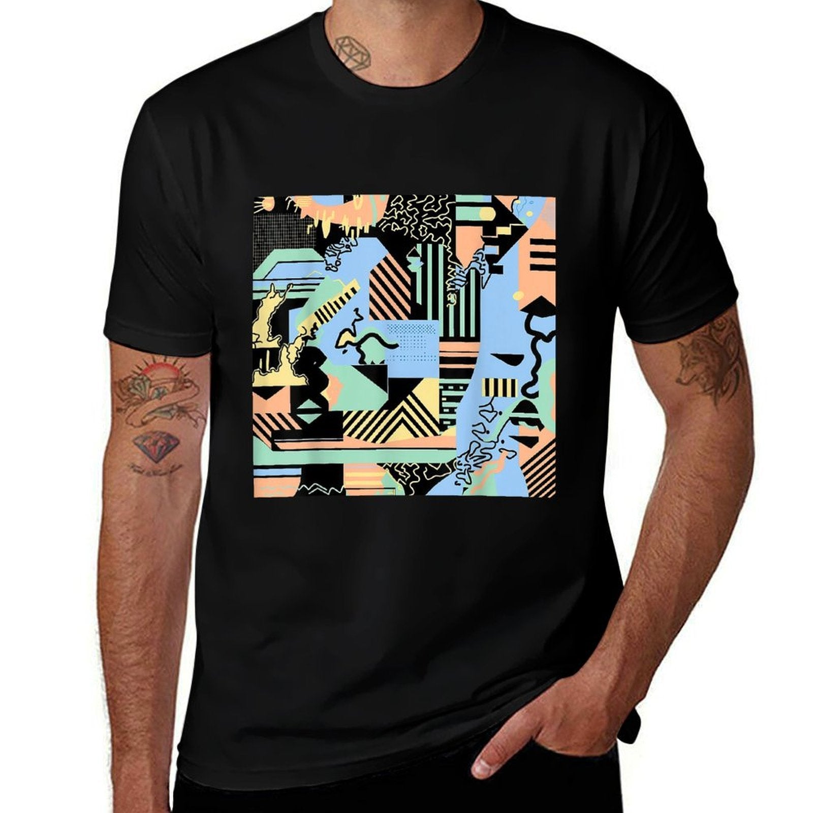 Abstract Colorful Geometric Graphic Pattern Design  Eco-friendly Material T-Shirt