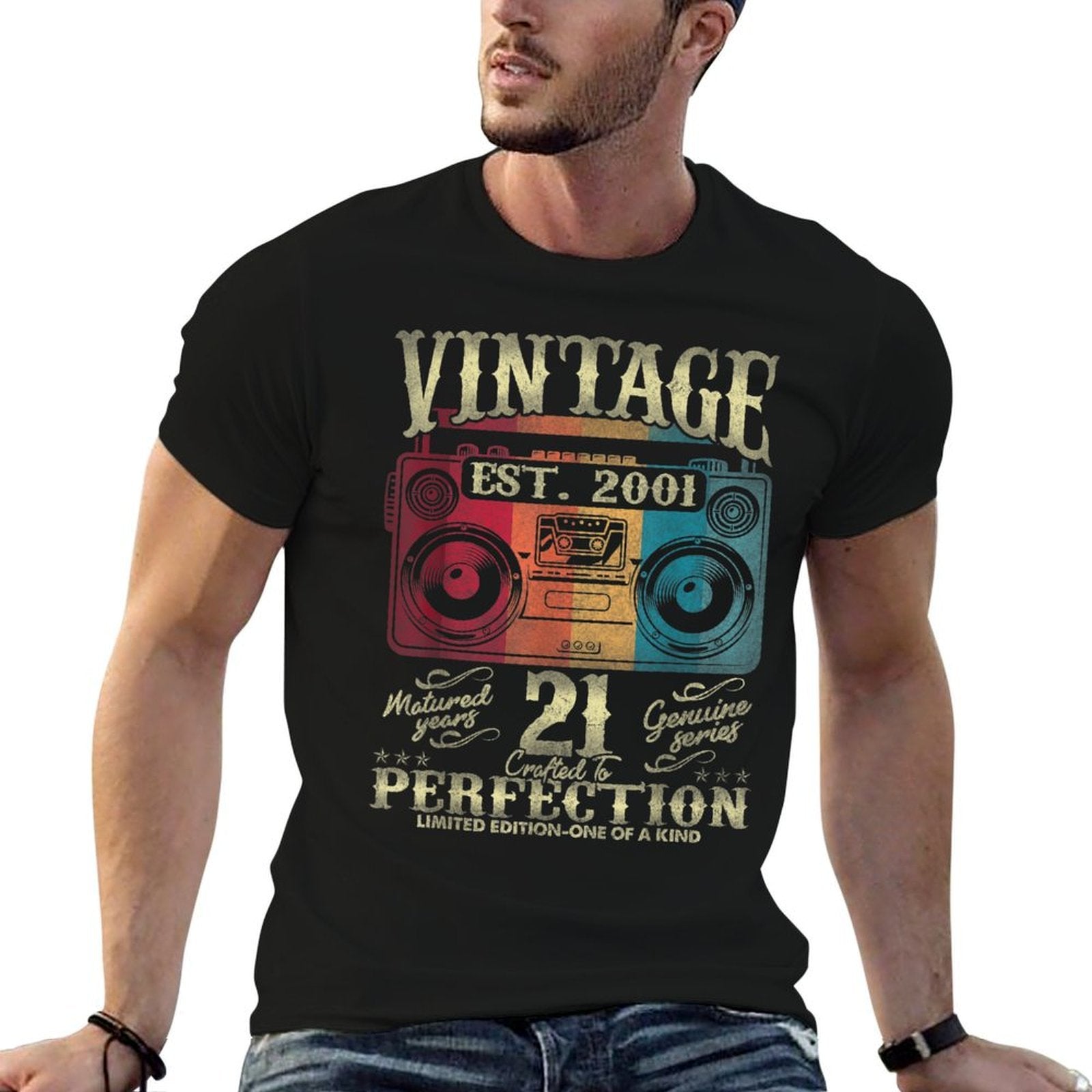 Vintage 2001 Limited Edition 2001 21 Years Old 21st Birthday  Relaxed-fit T-Shirt