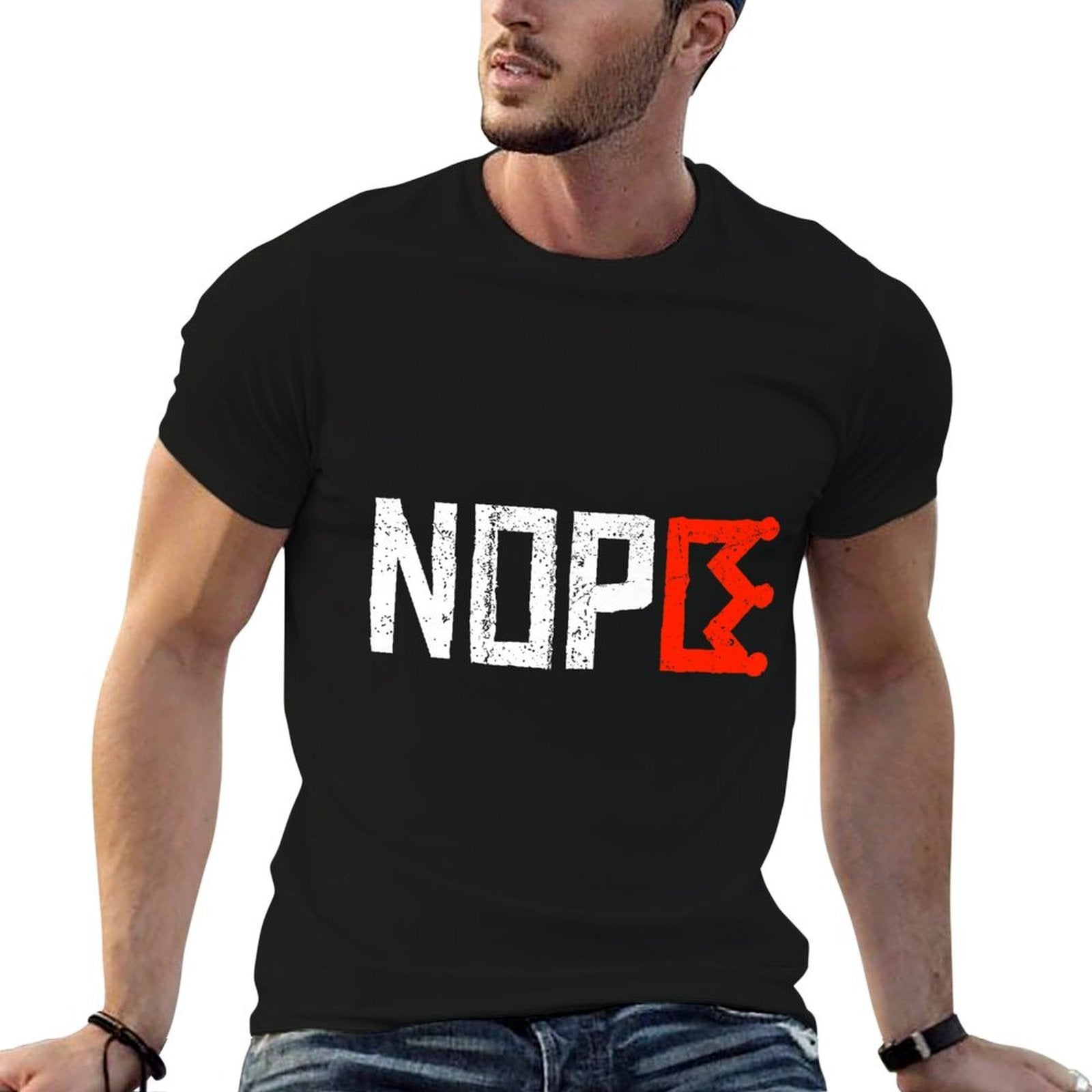 No Kings Nope Protest Sign Horizontal Premium  Ribbed Collar T-Shirt