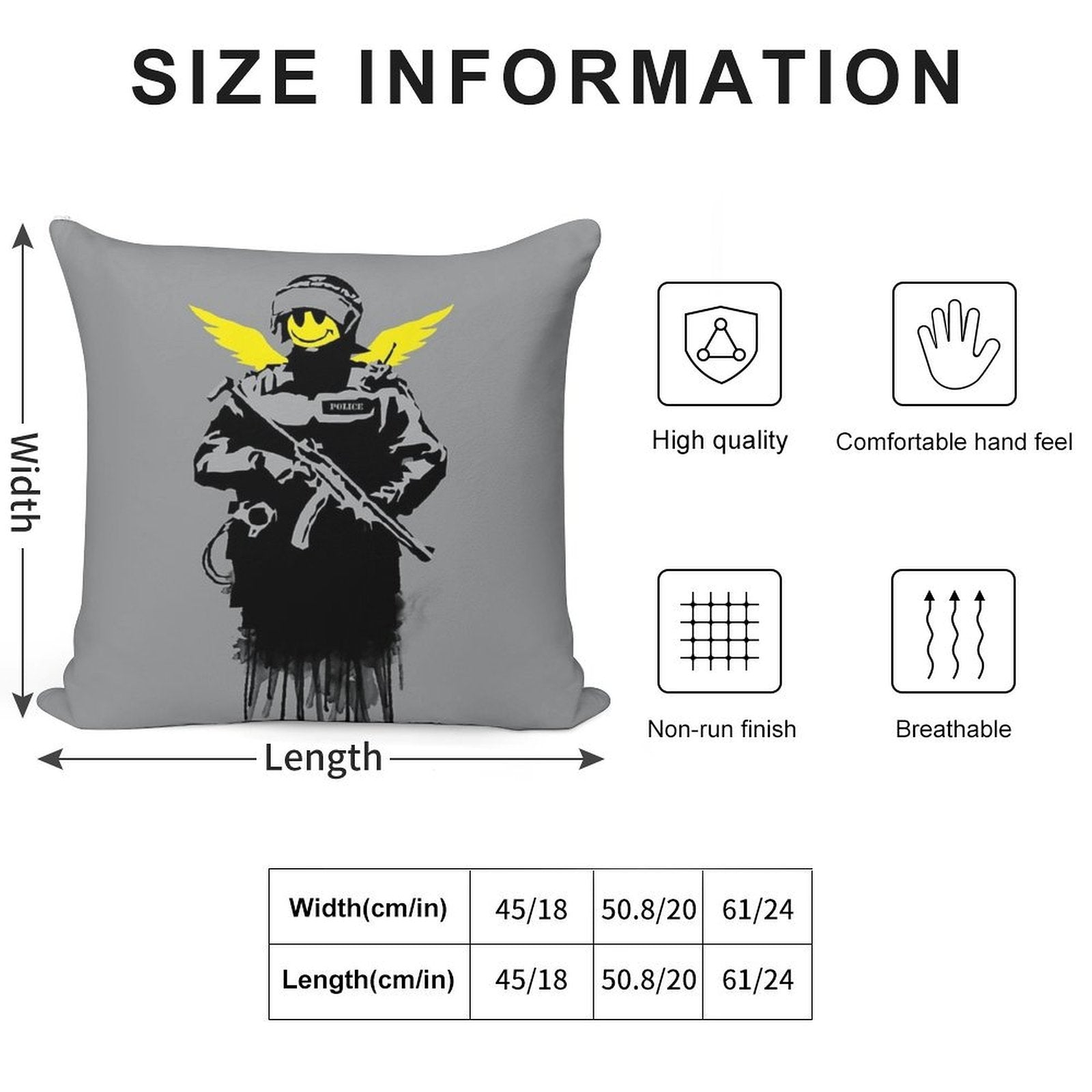 Banksy Riot Police Soft Anti-Pilling Throw Pillow