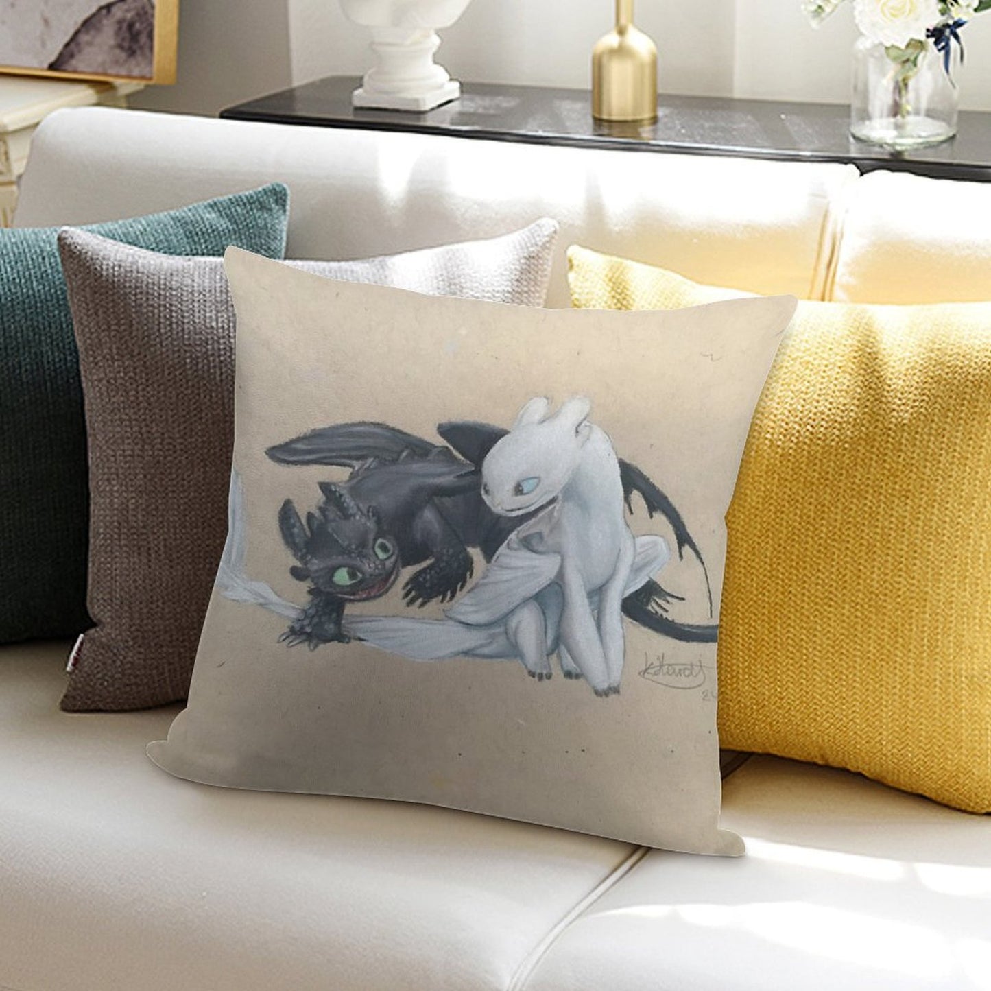 Toothless And Lightfury Soft Skin-Friendly Throw Pillow
