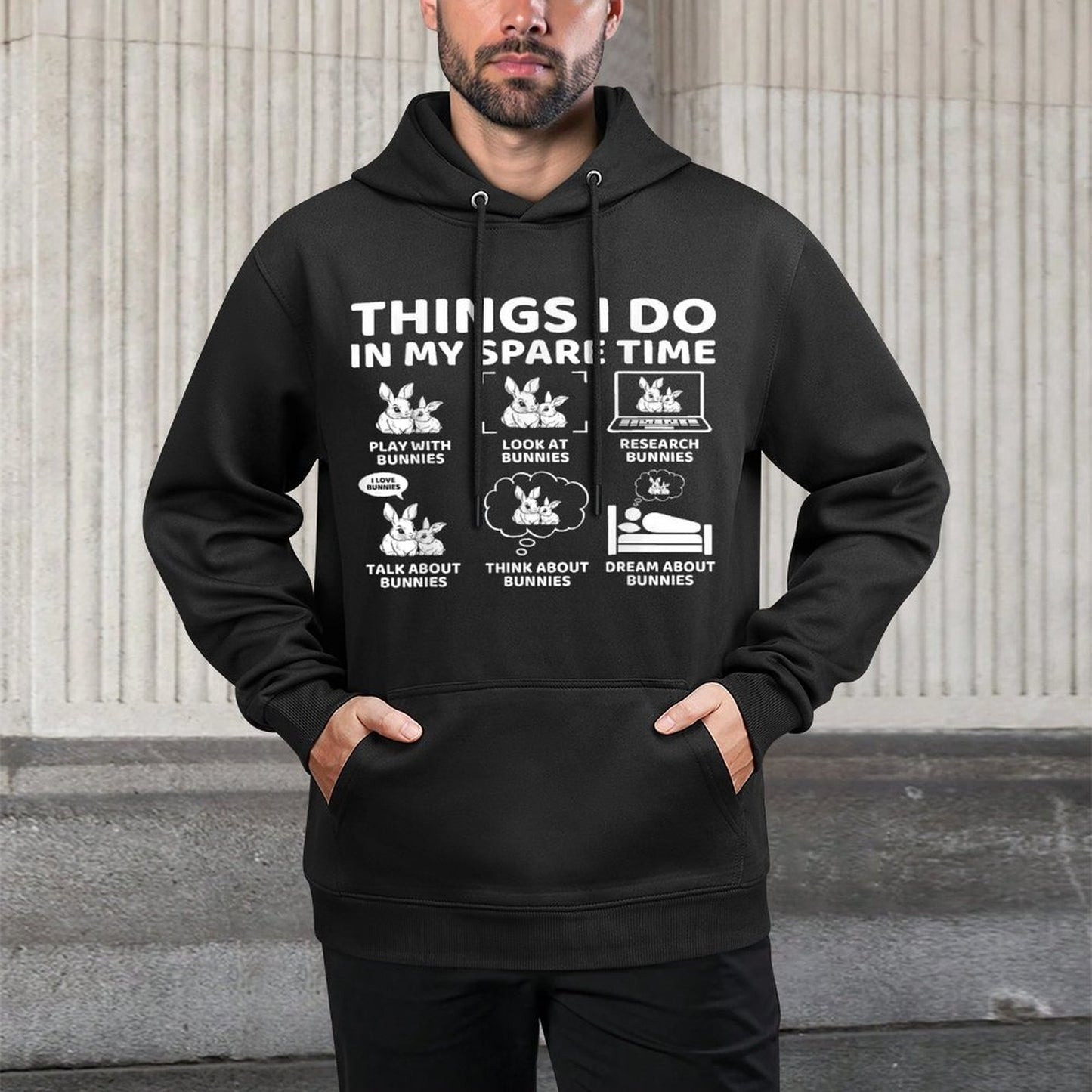 Things I Do in My Spare Time Funny Bunny Rabbit Lover Shrink-Resistant Hoodie