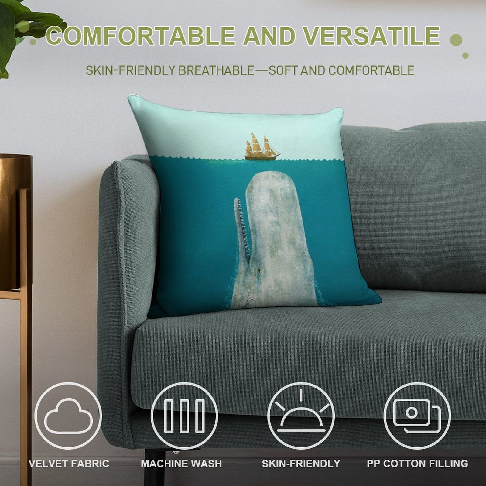 The Whale Soft Luxury Feel Throw Pillow