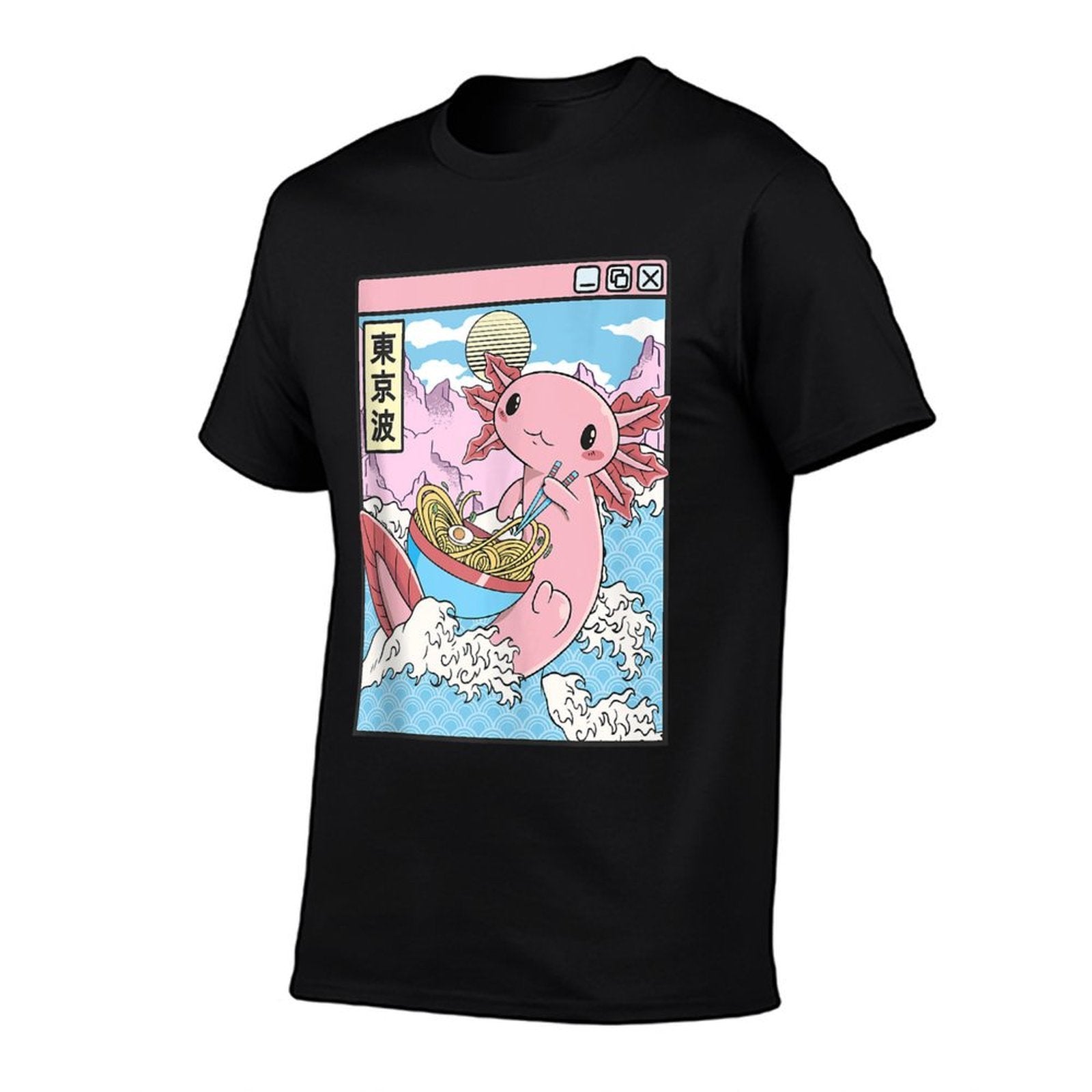 Axolotl Eating Ramen Japan Waves Anime Kawaii Vaporwave  Odor-resistant T-Shirt