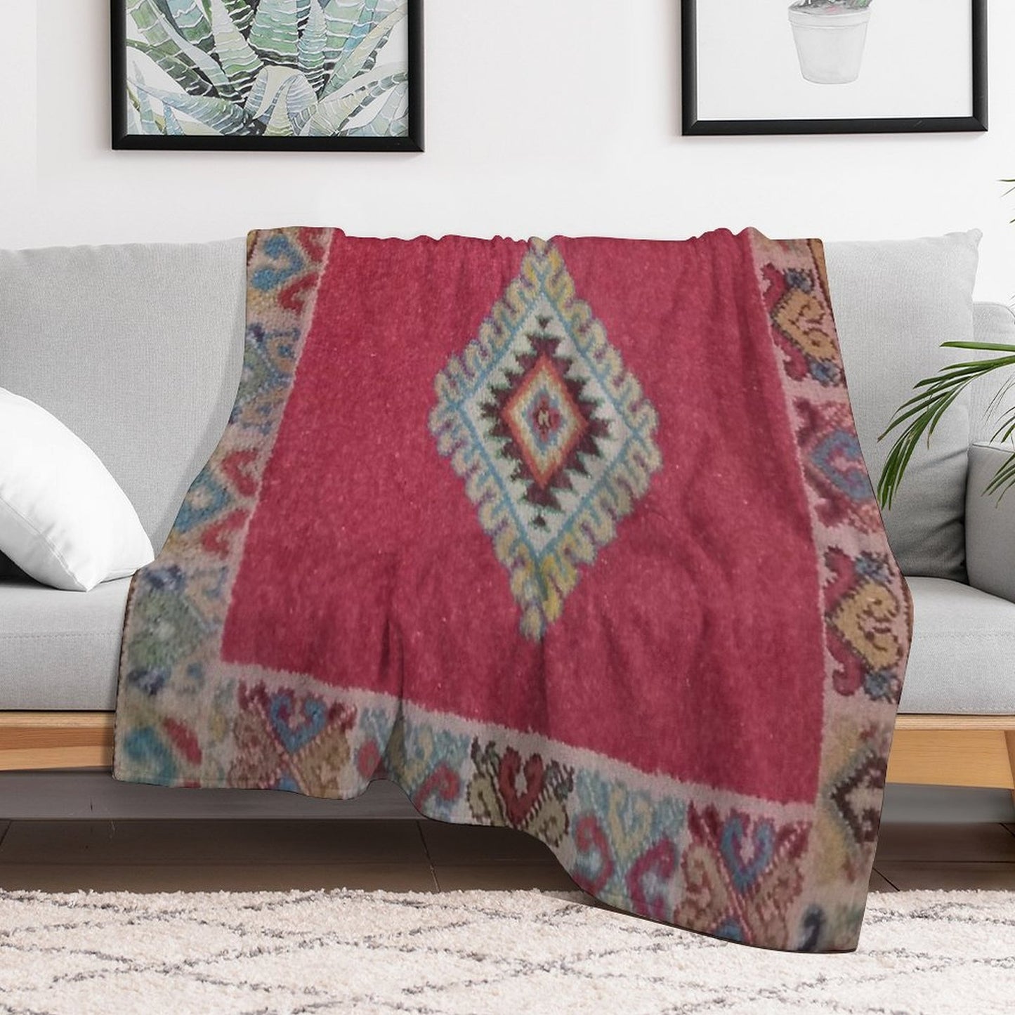 Vintage Moroccan Turkish Rug-Kelim Ethnic Woven Aztec Oriental Carpet Eco-conscious Throw Blanket