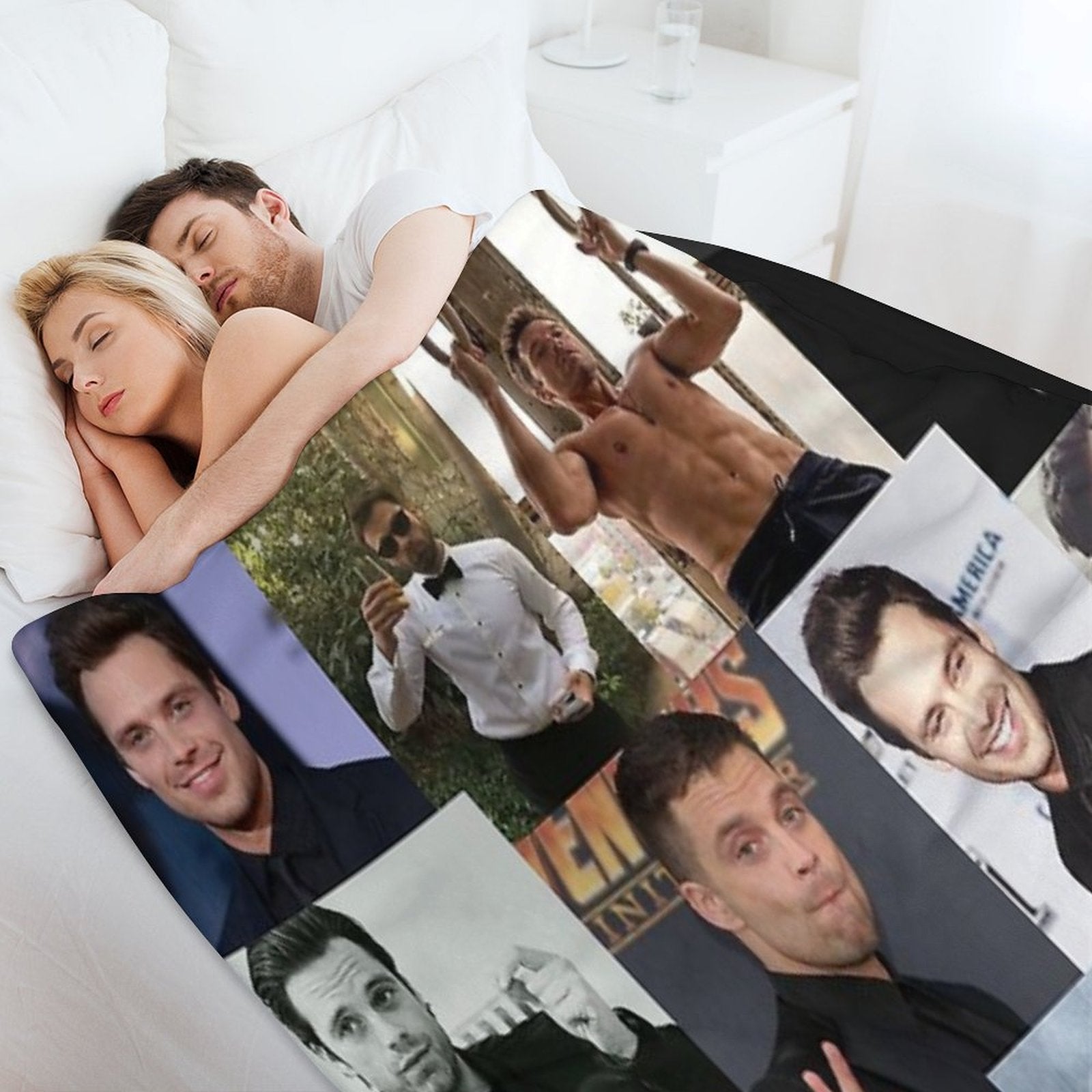 Sebastian Stan Pic Collage Lightweight Throw Blanket
