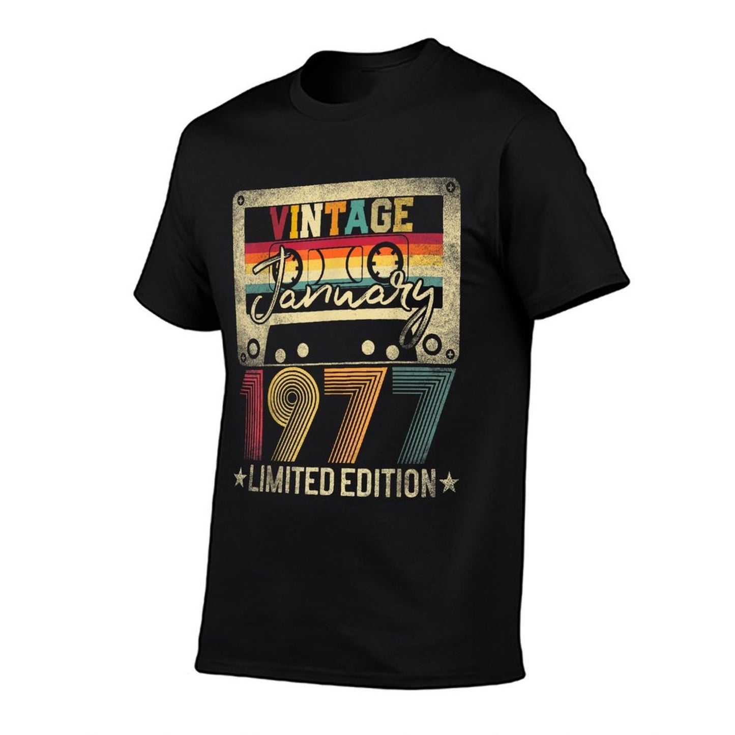 1977 January Vintage Limited Edition 48th Birthday Gift Stretchy T-Shirt
