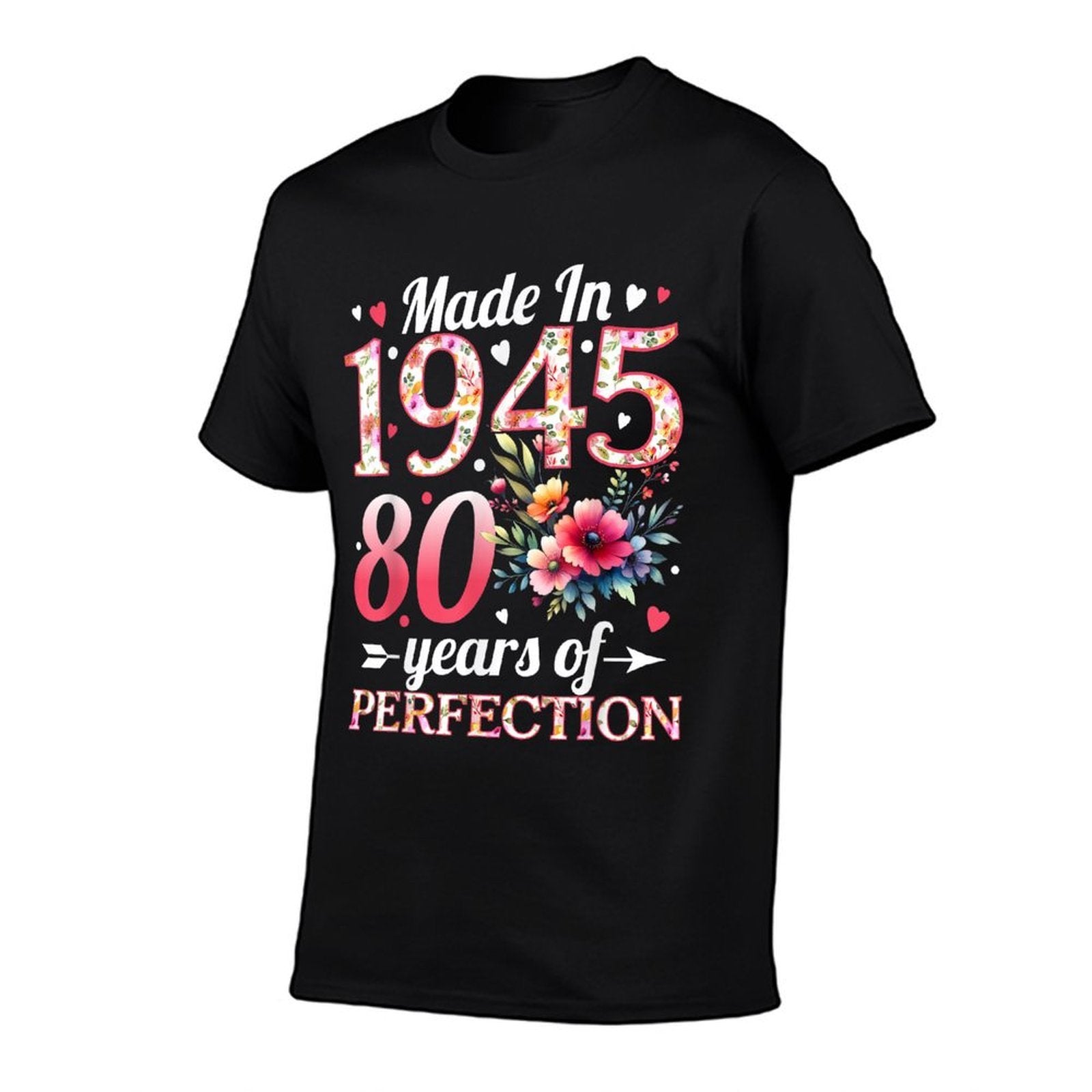80 Year Old Made In 1945 Floral 80th Birthday Women  Eco-friendly Material T-Shirt
