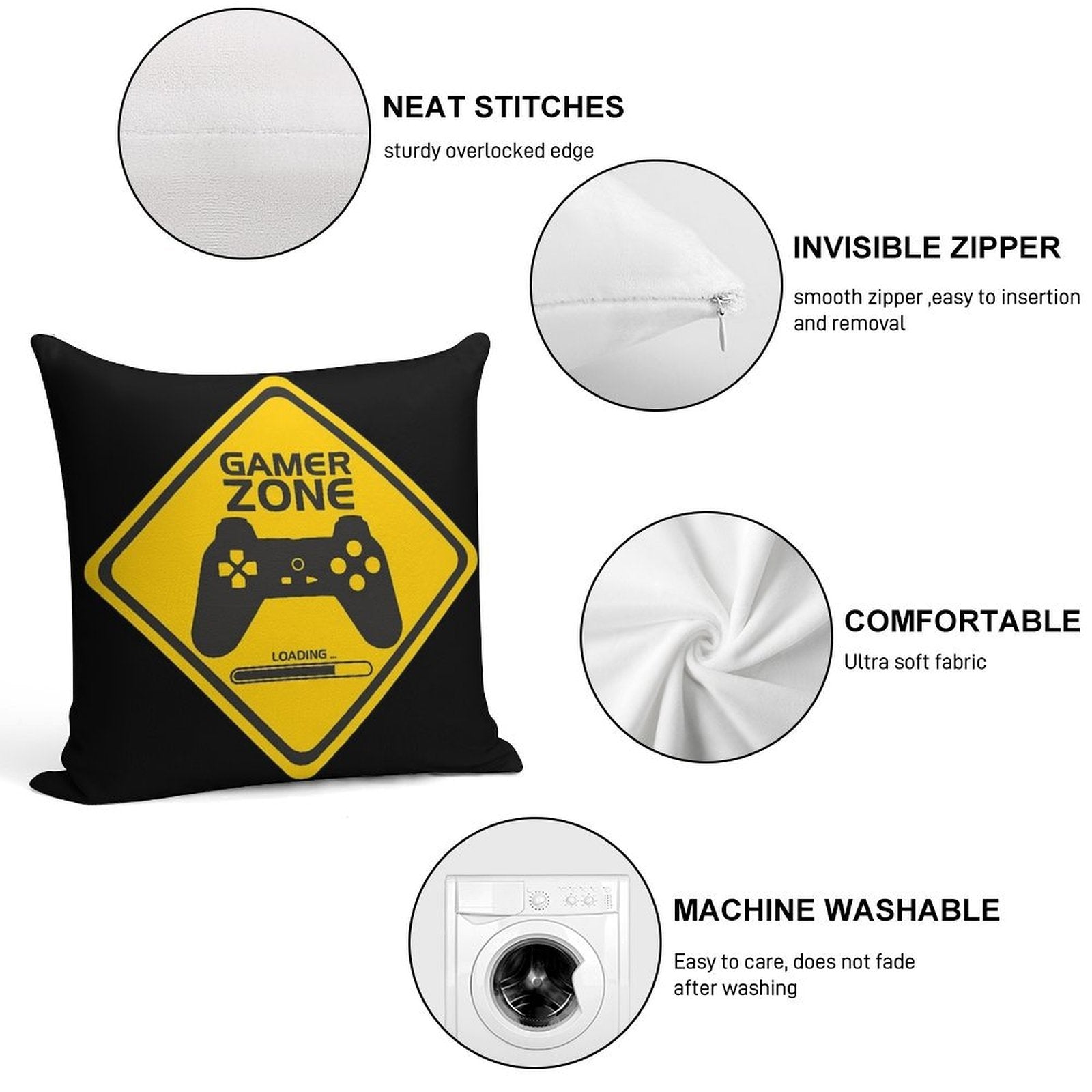Gamer Zone Soft Warmth Comfort Throw Pillow