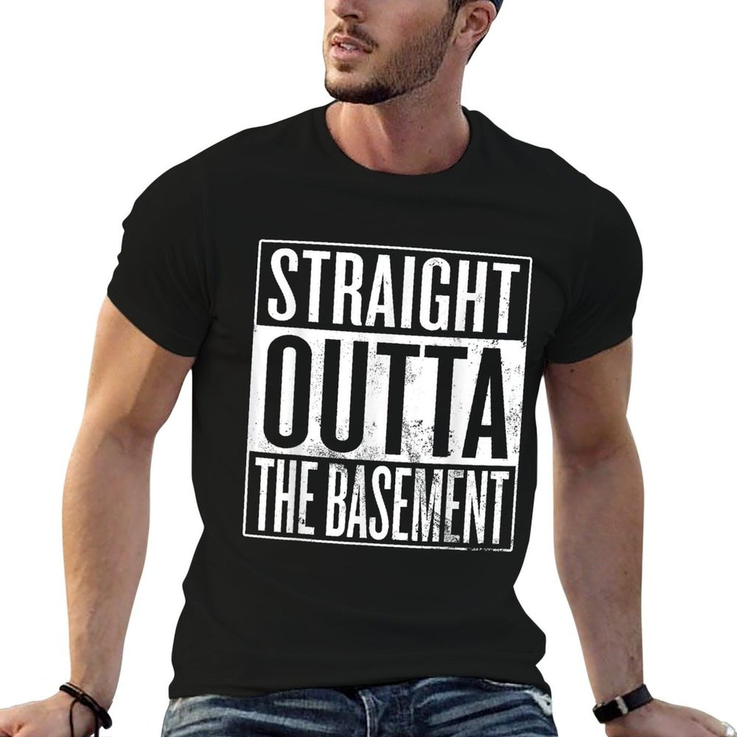 Straight Outta The Basement, Mom's Basement Humor Stretchy T-Shirt