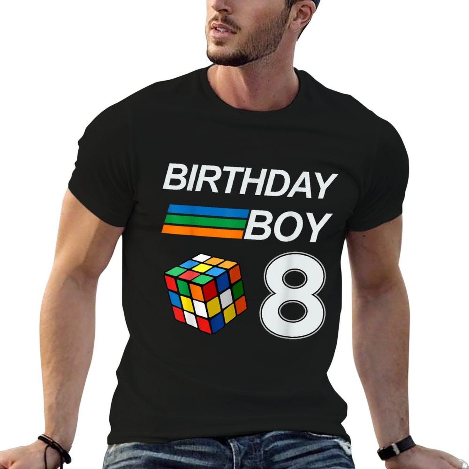 Rubixk Cube Speed Cubing Birthday Boy 8 Years Old Boys Kid  Oversized Silhouette T-Shirt
