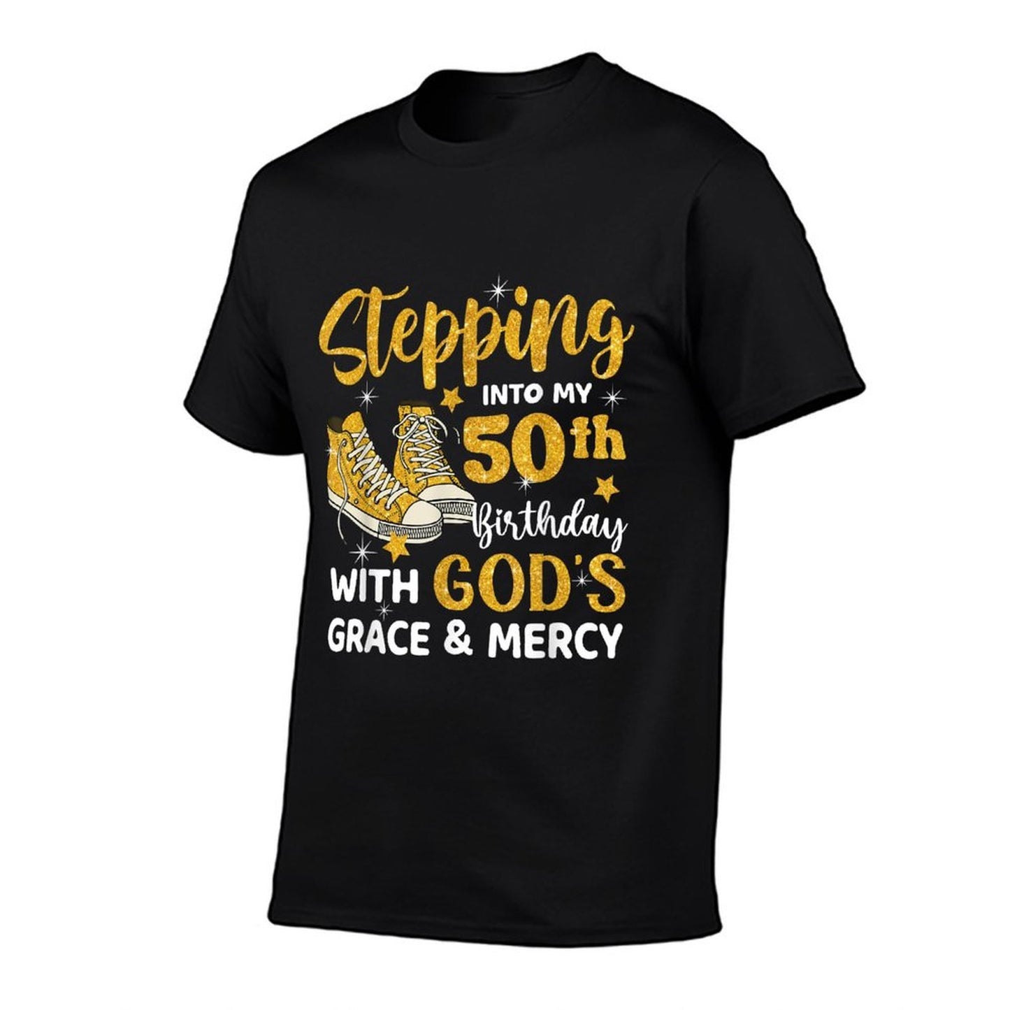 Stepping Into My 50th Birthday With God's Grace Mercy Fade-proof Color T-Shirt