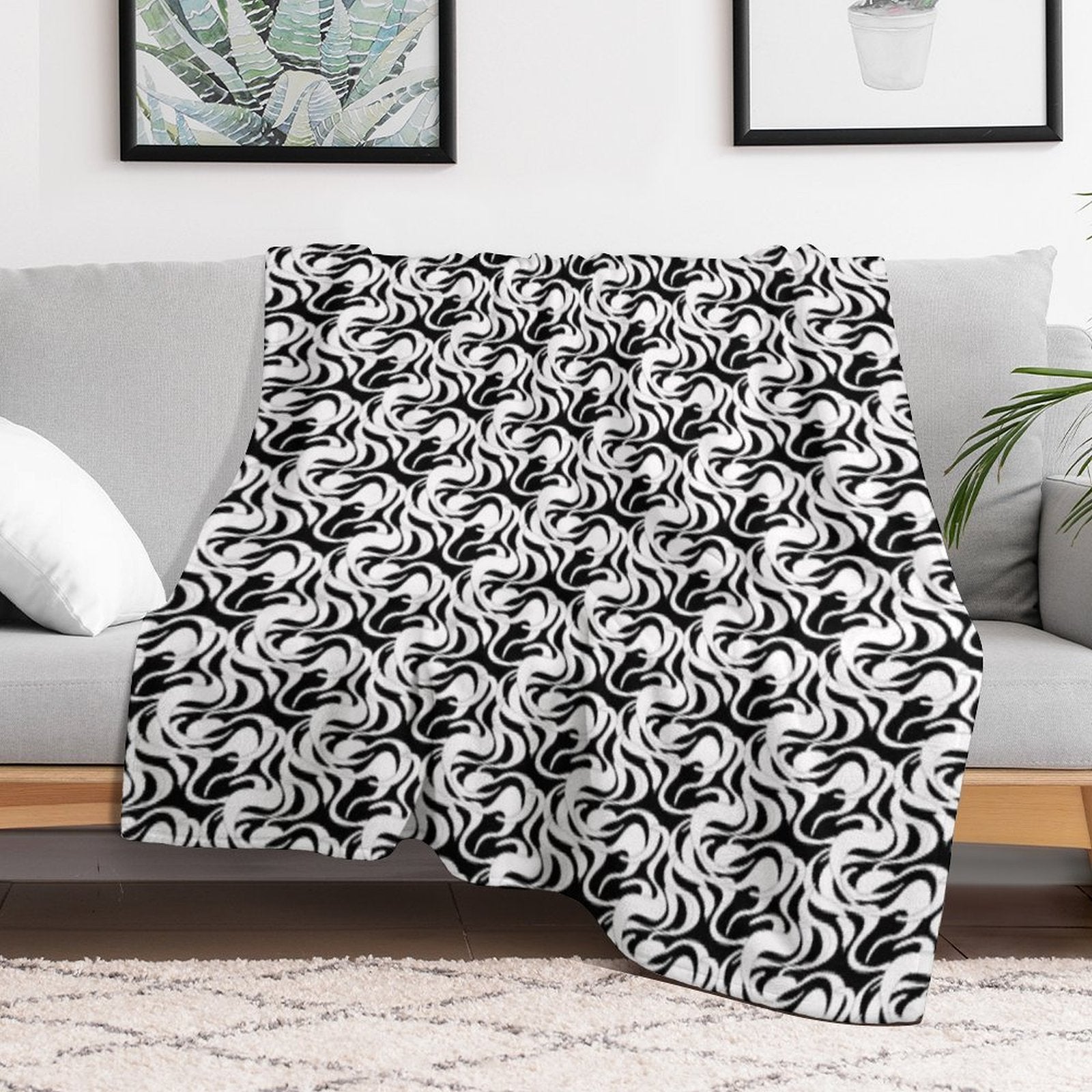 Abstract with Wavy Stains Gift-ready Throw Blanket