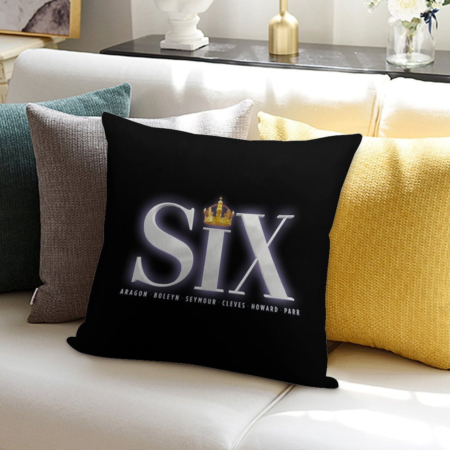 Six The Musical Logo Soft Bedroom Essential Throw Pillow