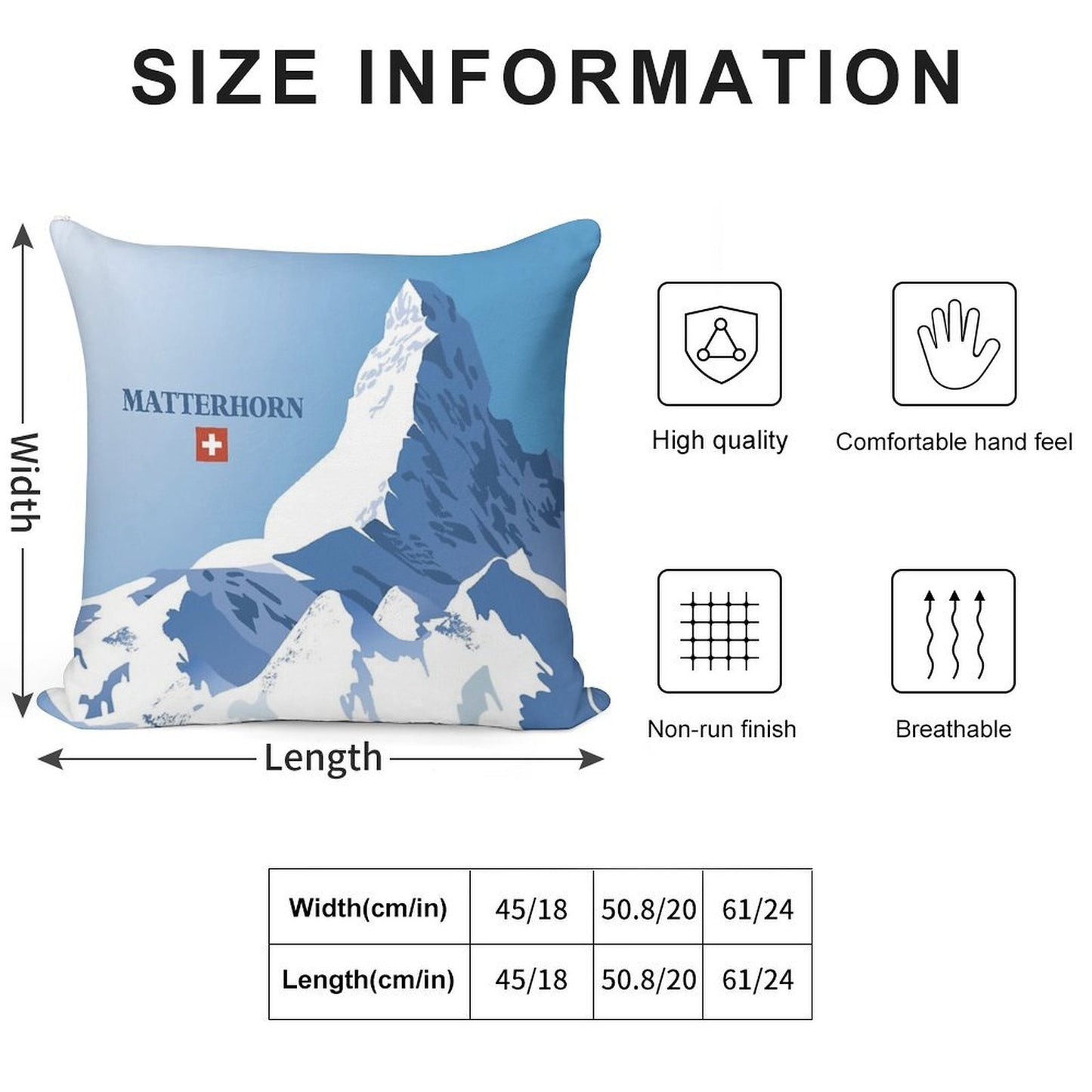 Matterhorn,Zermatt,Switzerland,Ski Poster Soft Anti-Pilling Throw Pillow