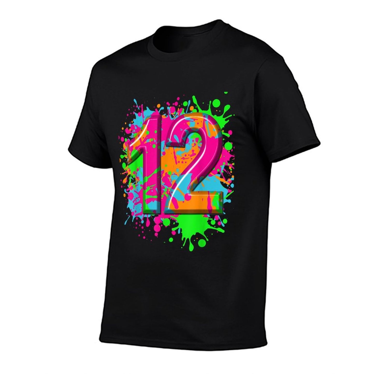 12th Birthday Paint Splashes T-shirt Kids Girls Boys 12 Year Comfortable T-Shirt