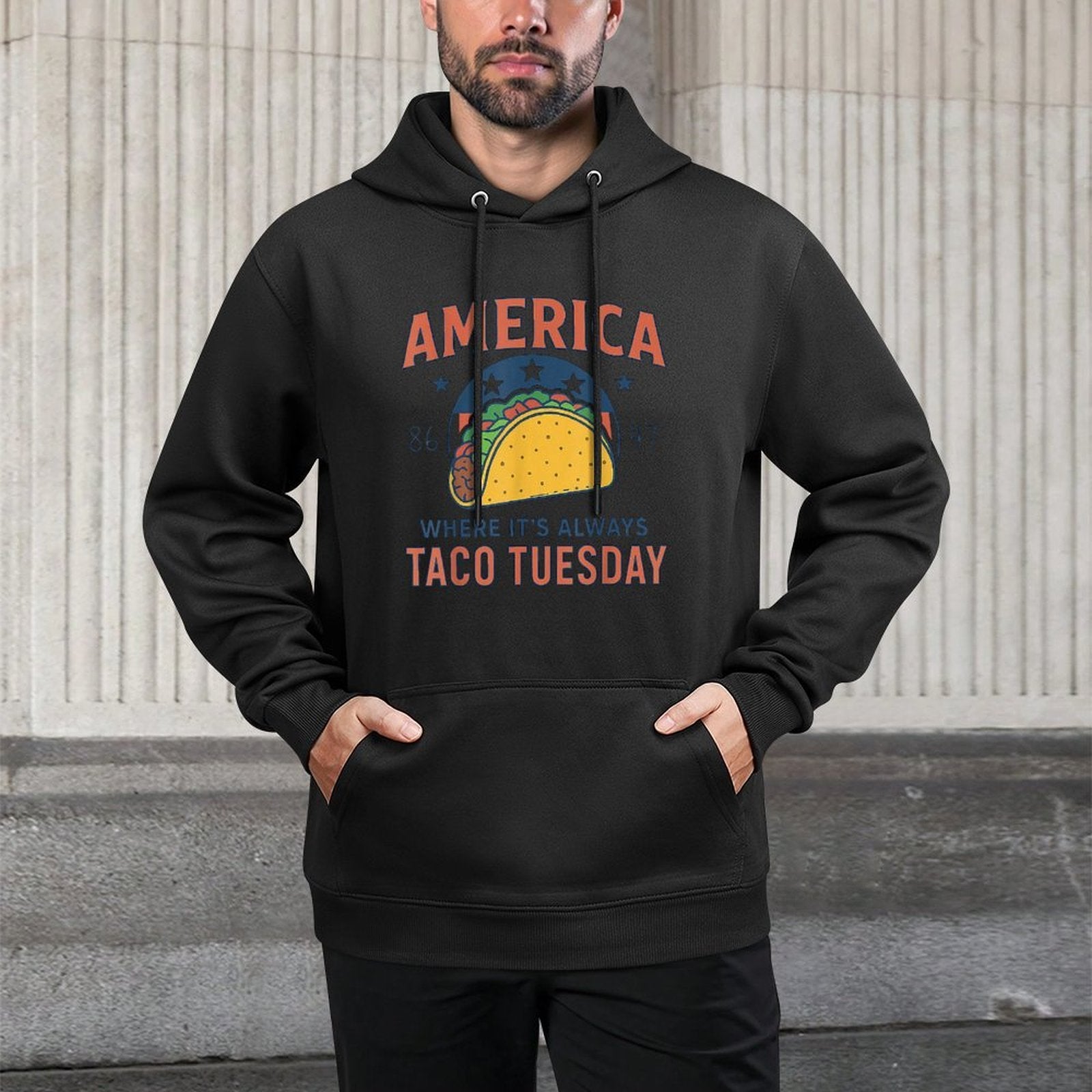 Retro America Where Its Always Taco Tuesday 4th Of July Unisex Design Hoodie