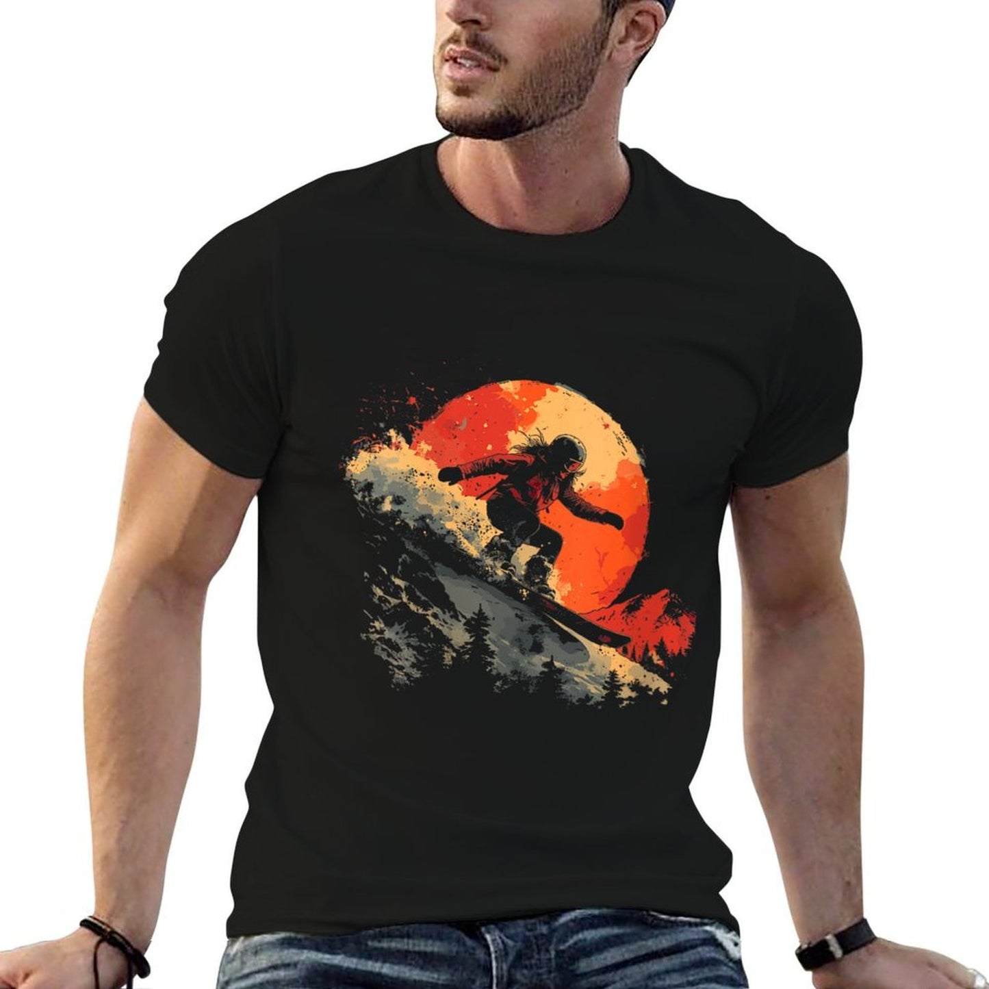 Womens 90s Snowboarding Girl Graphic Winter Sports Easy-care T-Shirt