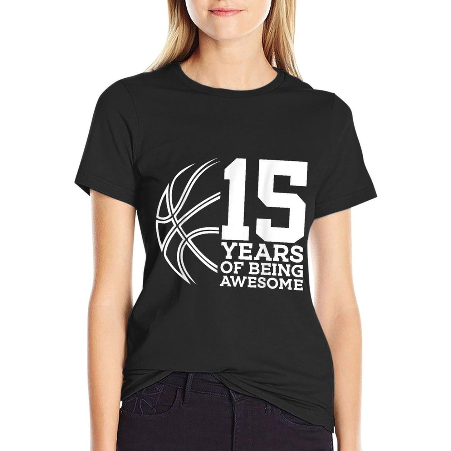 15 YEARS OF BEING AWESOME BASKETBALL 15TH BIRTHDAY Tagless Design T-Shirt