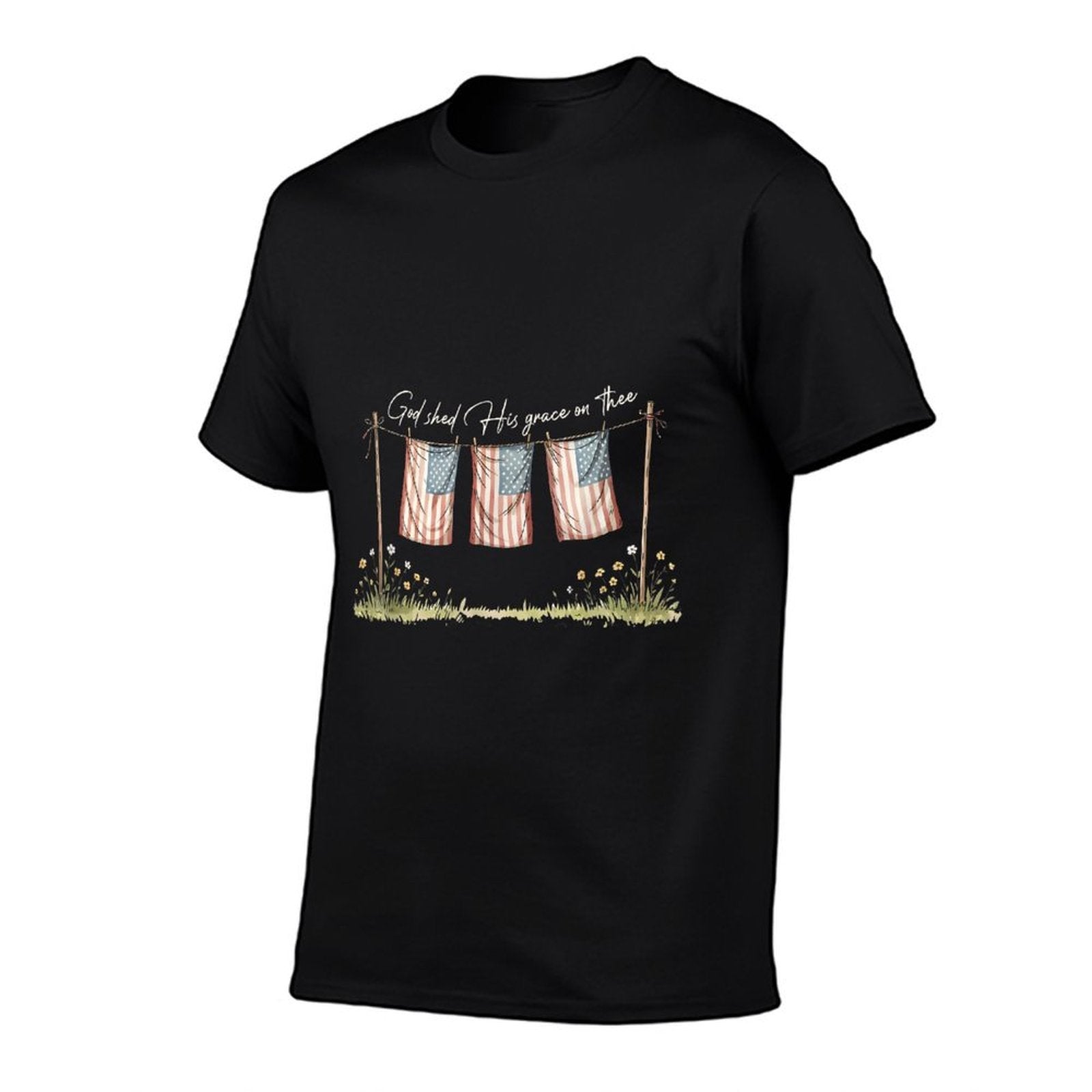 America God Shed His Grace on Thee 4th of July Men Women  Eco-friendly Material T-Shirt