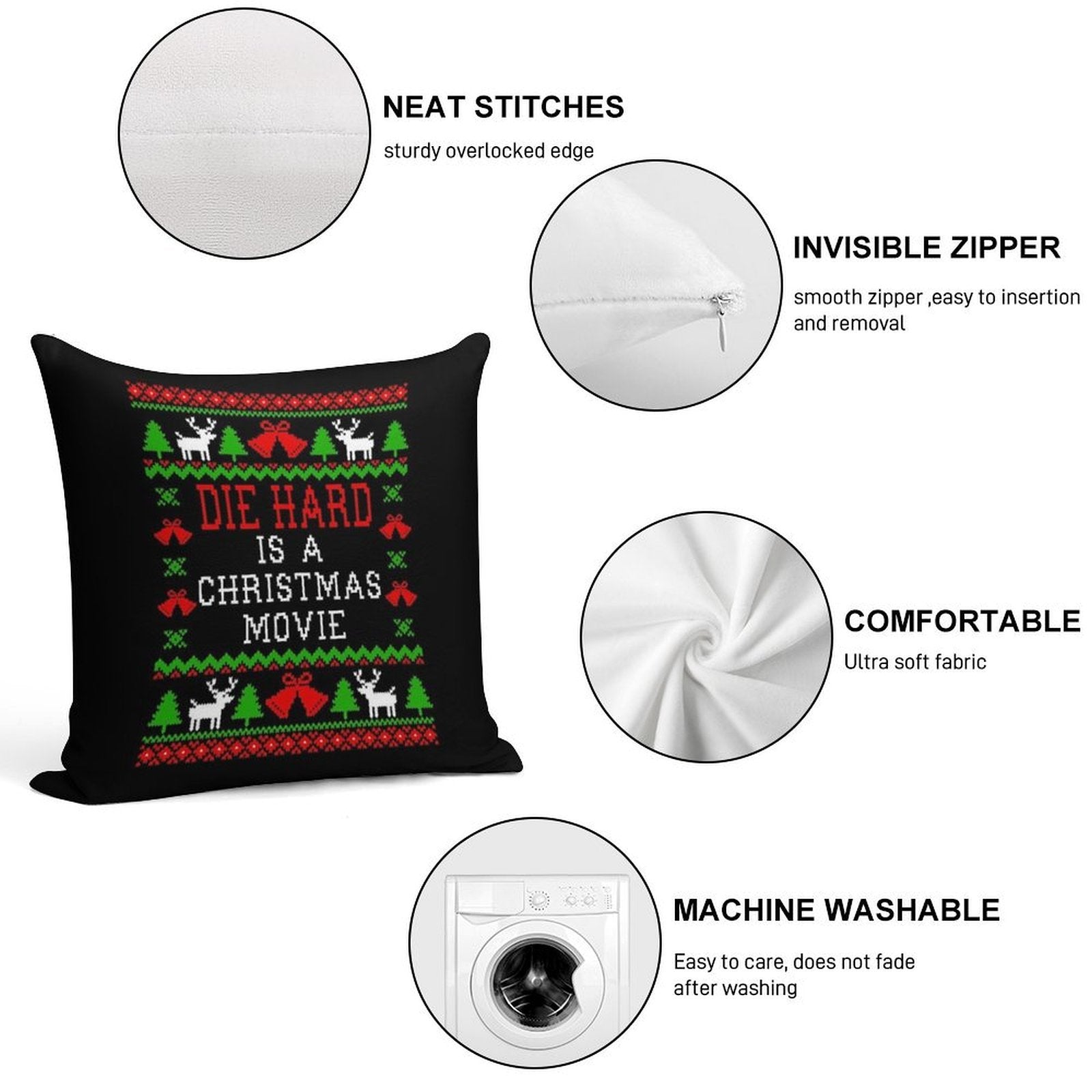 Die Hard Is A Christmas Movie Soft Washable Throw Pillow