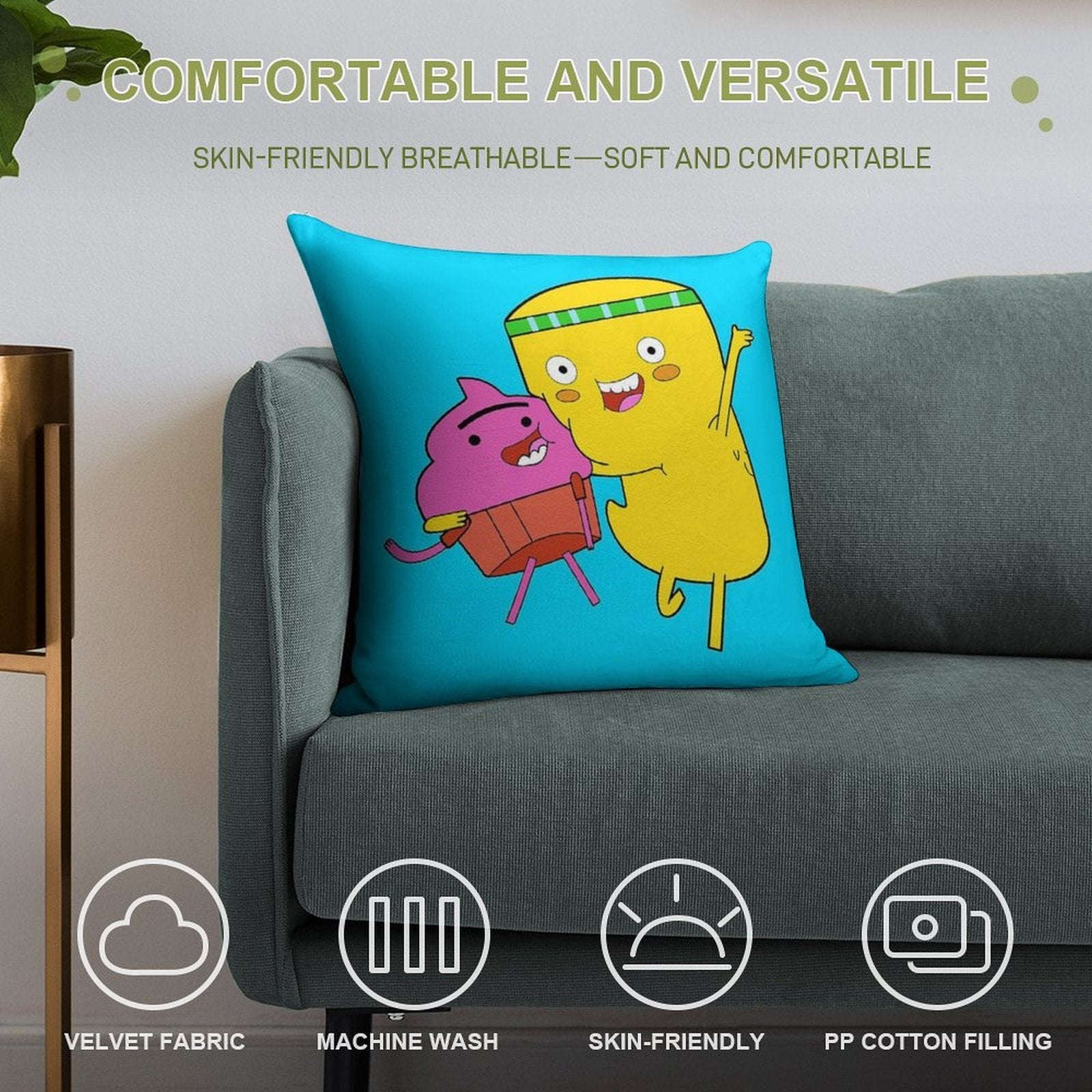 Cupcake And Dino Soft Decorative Cover Throw Pillow