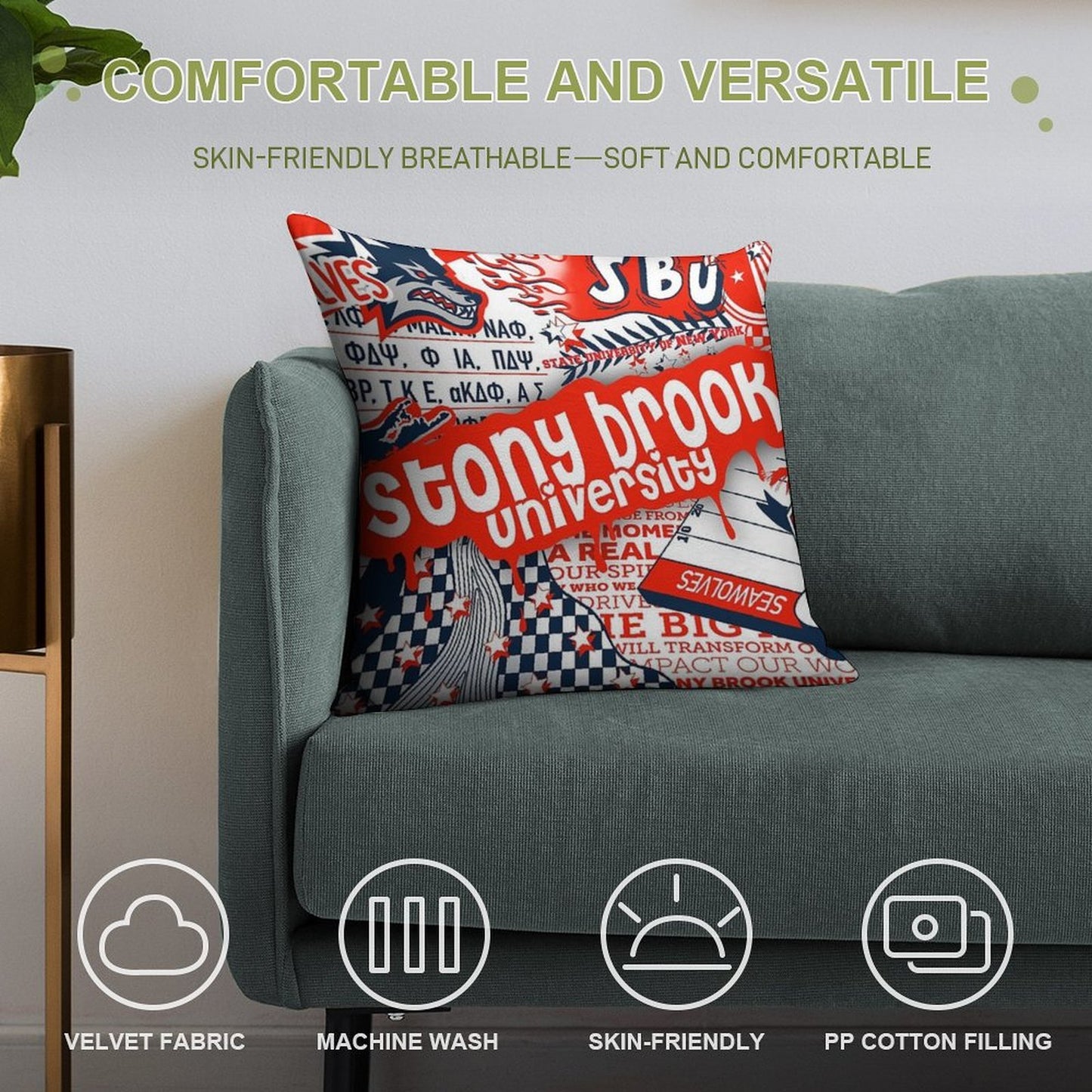 Stony Brook (Digital Collage) Soft Gift Ready Throw Pillow