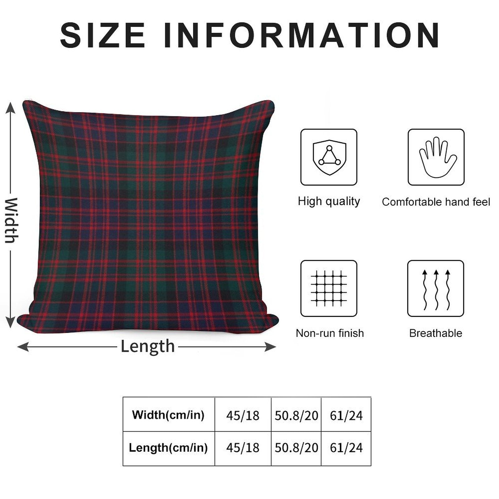 MacDonald Scottish Tartan Soft Fade-Resistant Throw Pillow