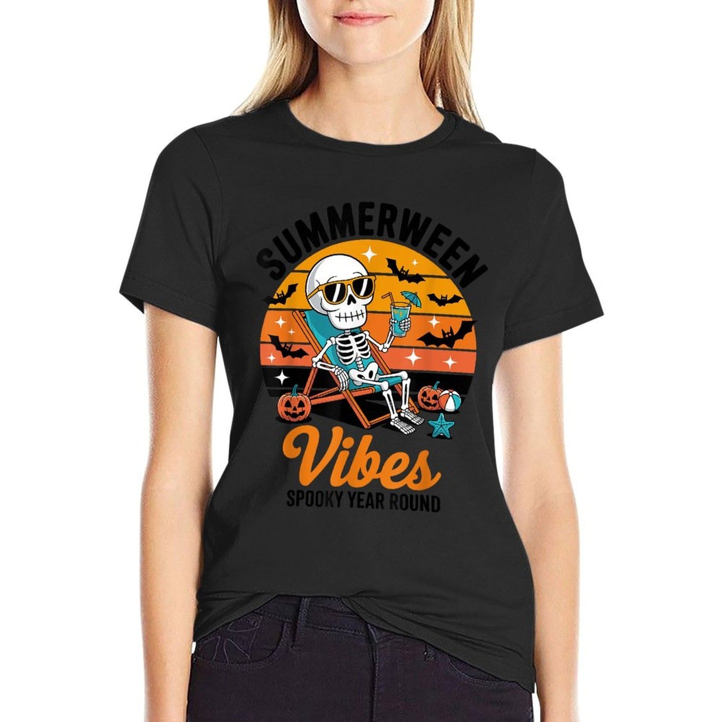 Summerween Vibes Spooky Year Round Halloween Spooky Summer Odor-resistant T-Shirt