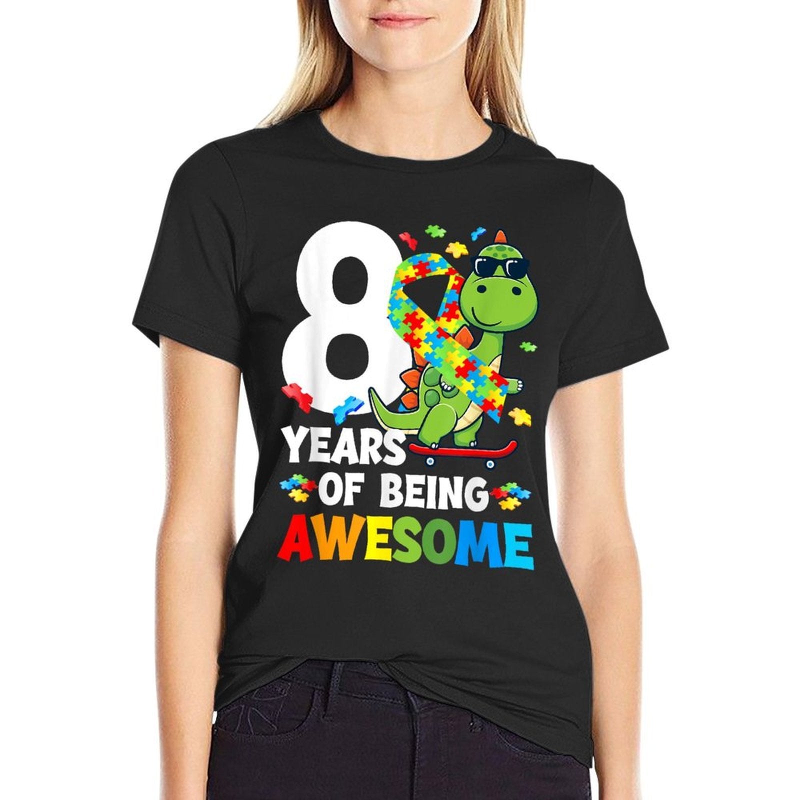 8th Autism Birthday Party Eight Year Old Autistic Boy  Vintage-inspired T-Shirt