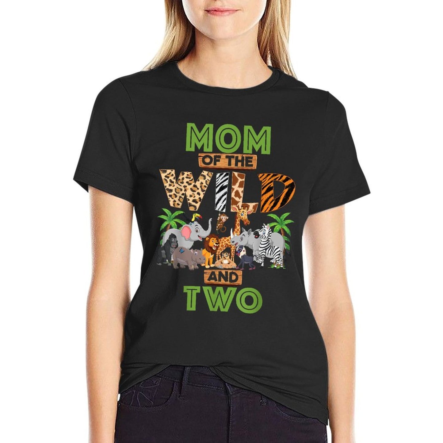 2nd Birthday Zoo Safari Jungle Mom Of The Wild And Two Graphic-printed T-Shirt