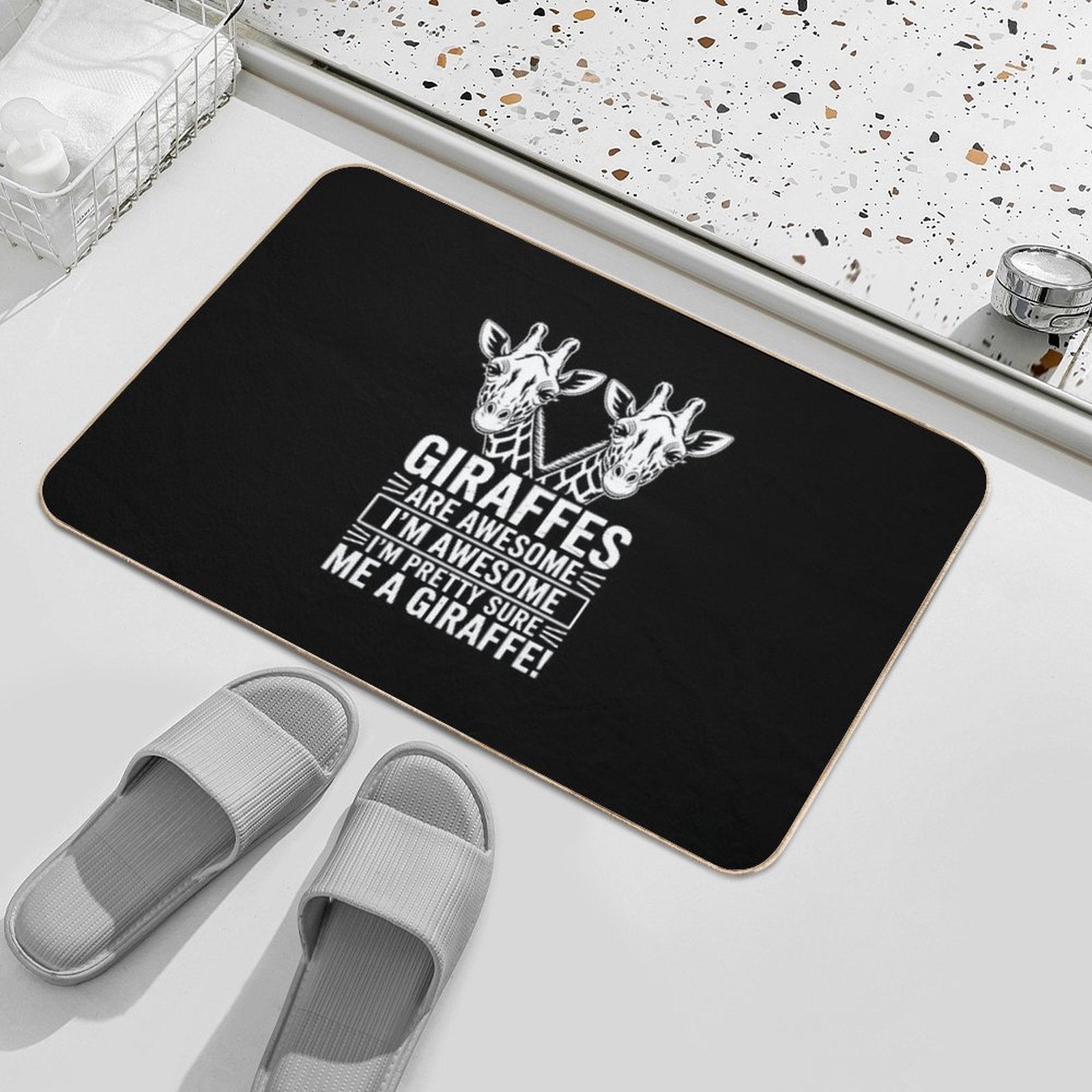 Cute Giraffe Quote Graphic Saying Zoo I Love Giraffes  Repositionable Bath Mat